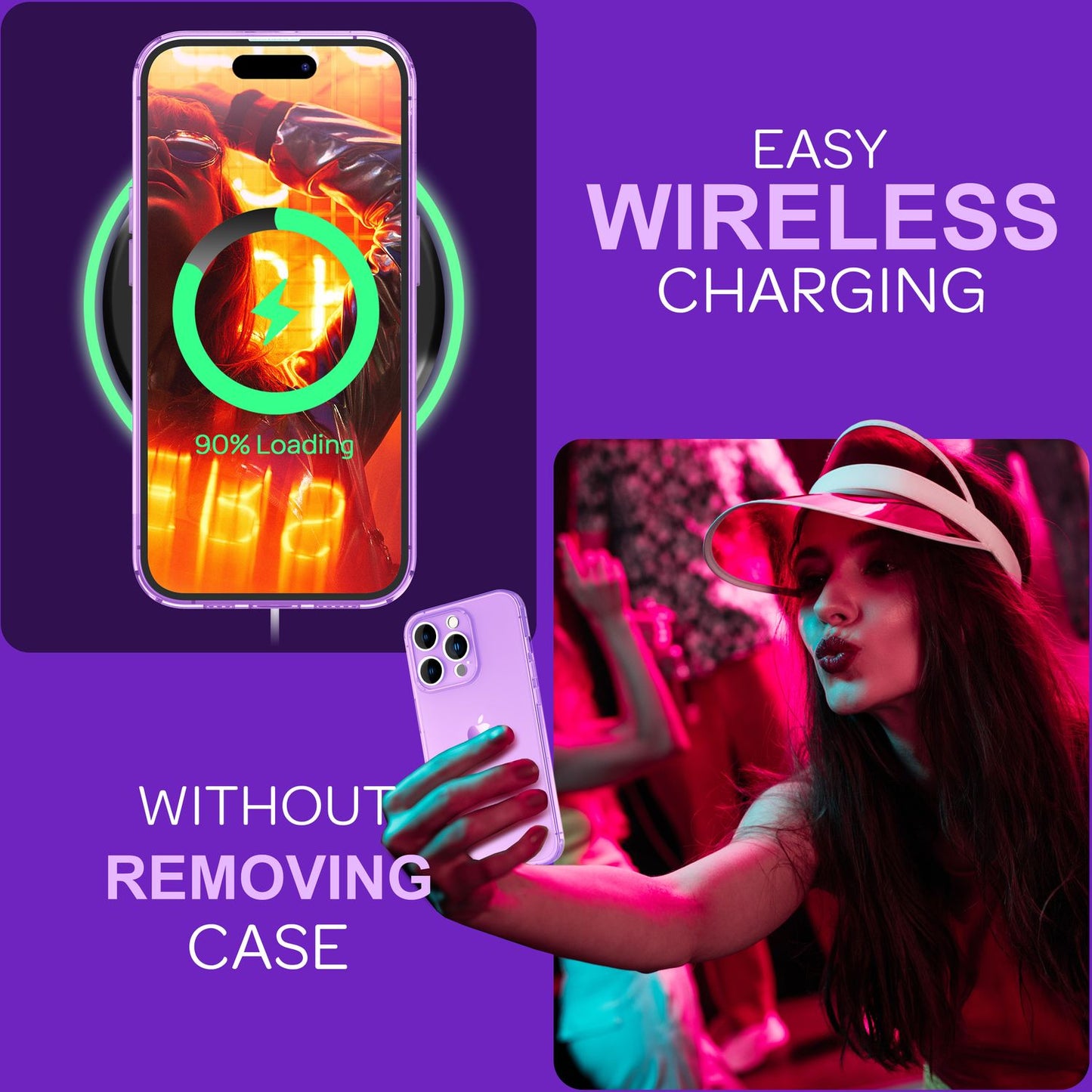 Neon gegnsætt hulstur fyrir iPhone 15 Pro, litríkt, lýsandi sílikon símahulstur, hlífðarhulstur