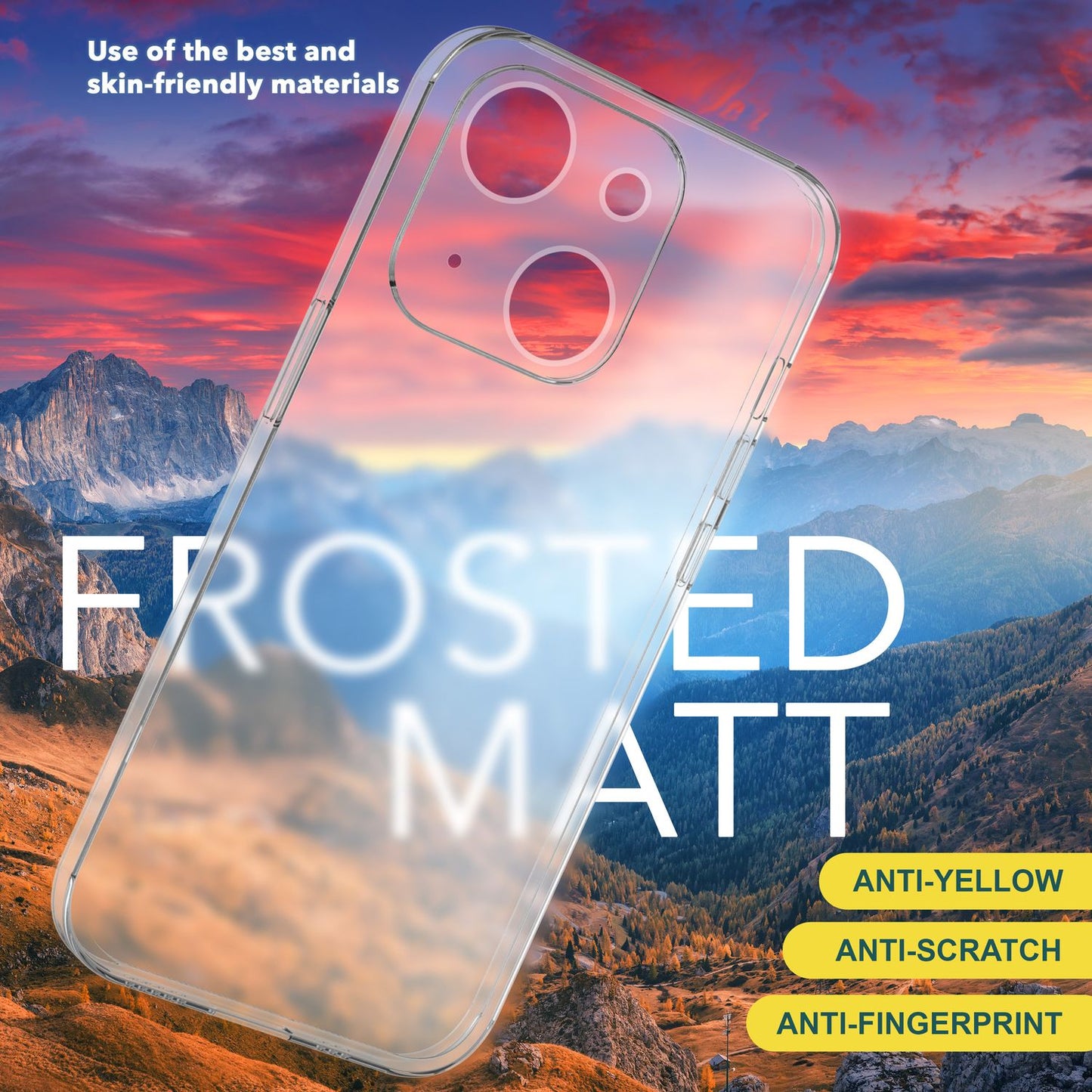 Ofurþunnt 0,3 mm hulstur fyrir iPhone 15, matt og grannt, hart hlífðarhulstur