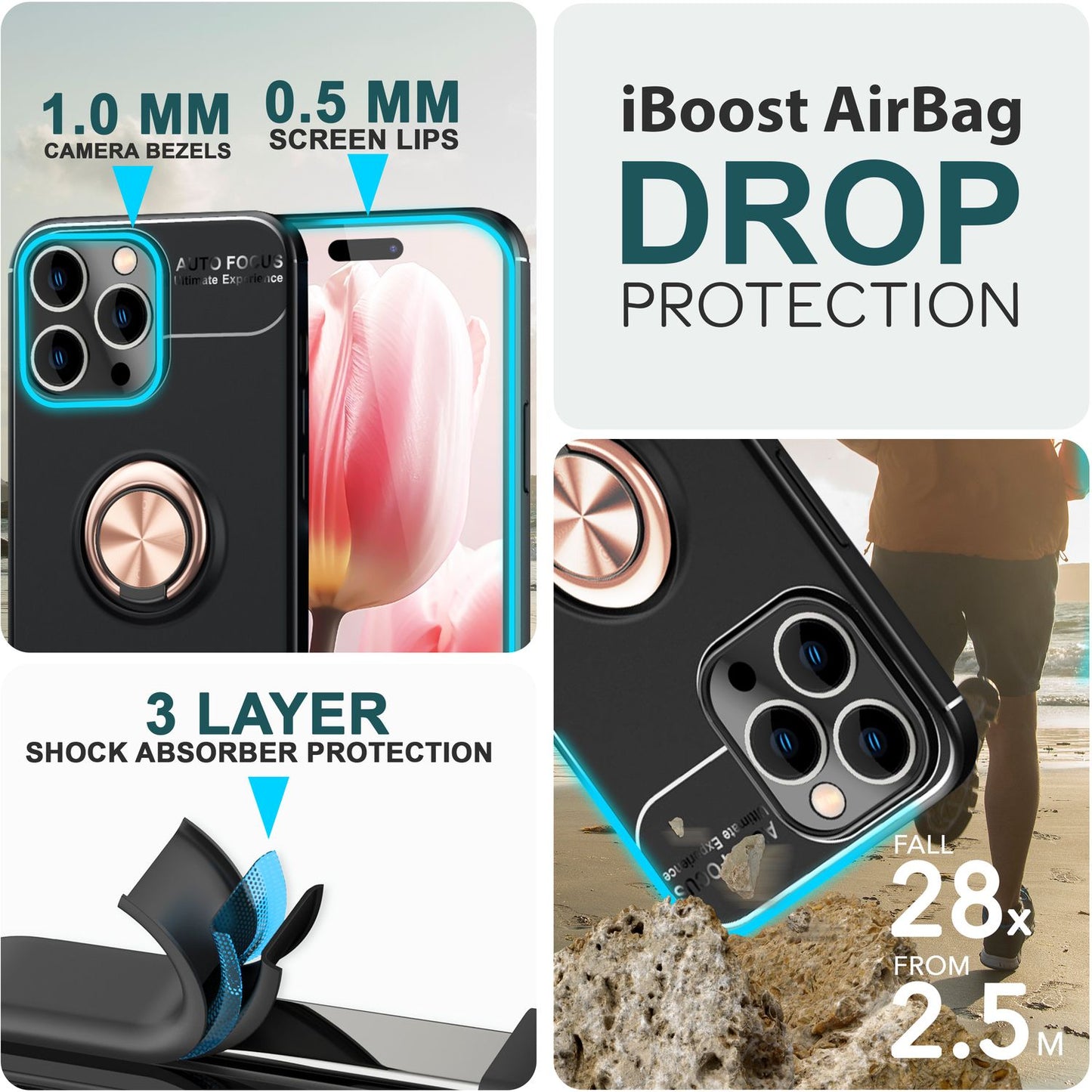 Case with ring for iPhone 15 Pro Max, silicone phone case, protective case, ring case