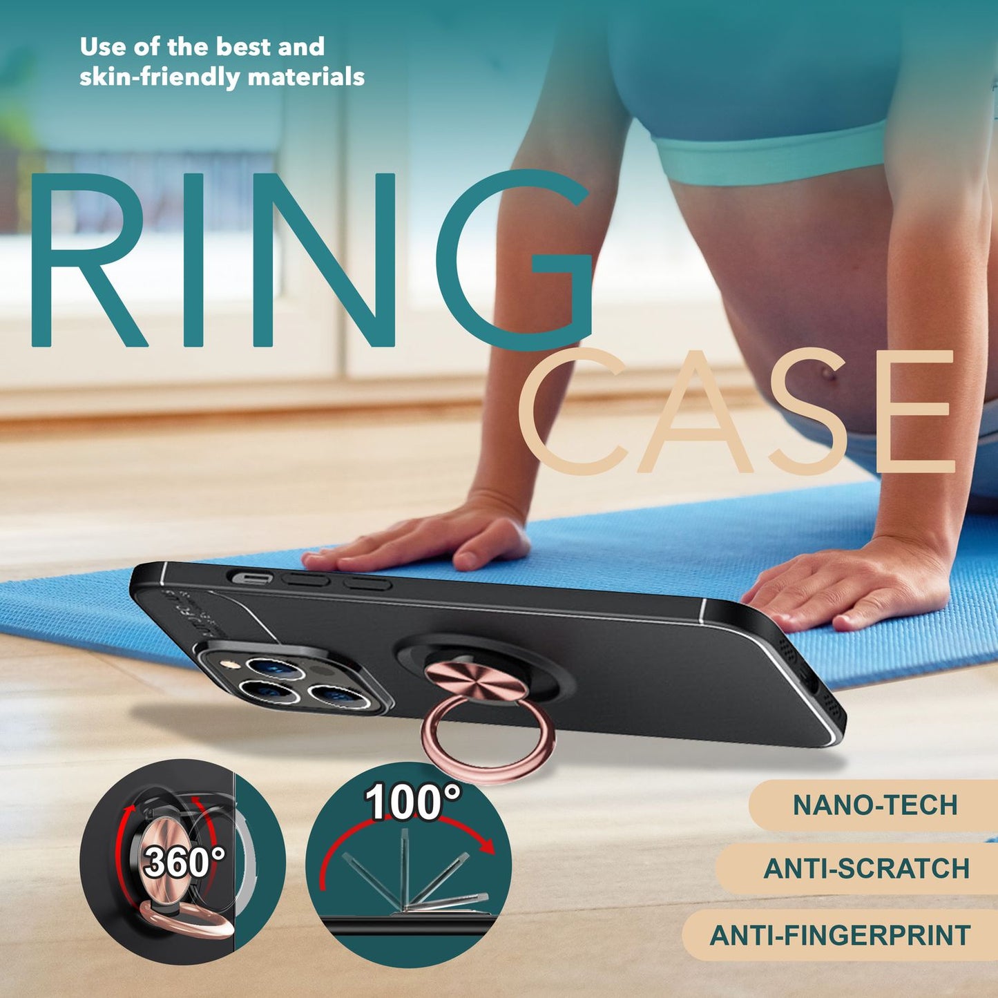 Case with ring for iPhone 15 Pro Max, silicone phone case, protective case, ring case