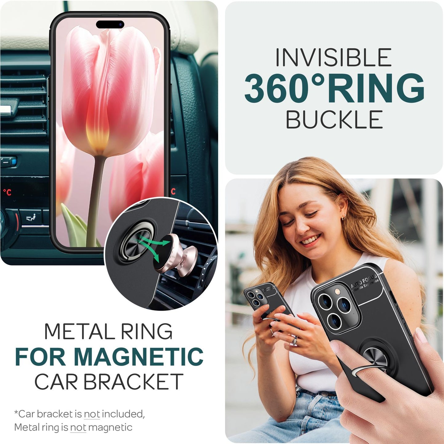 Case with ring for iPhone 15 Pro Max, silicone phone case, protective case, ring case