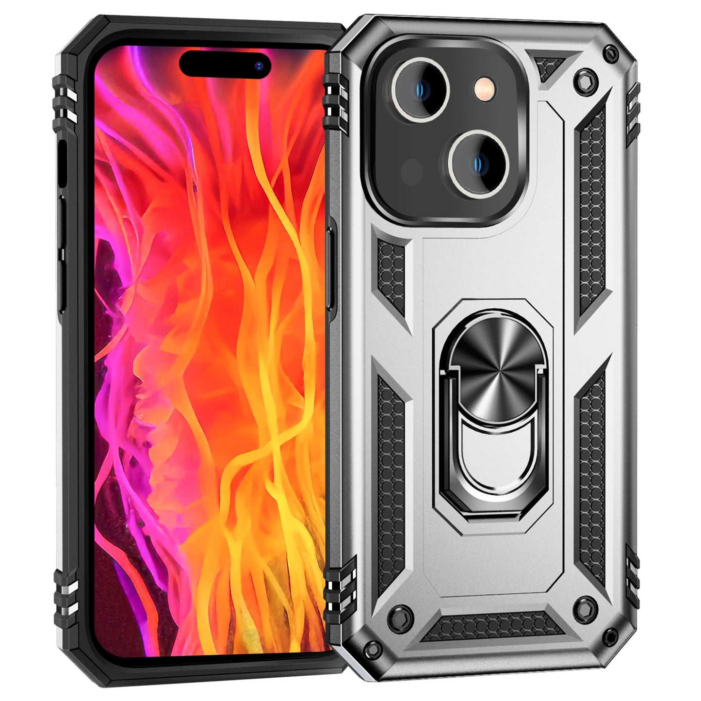 Heavy-duty case with ring for iPhone 15, outdoor hard case, extreme protection