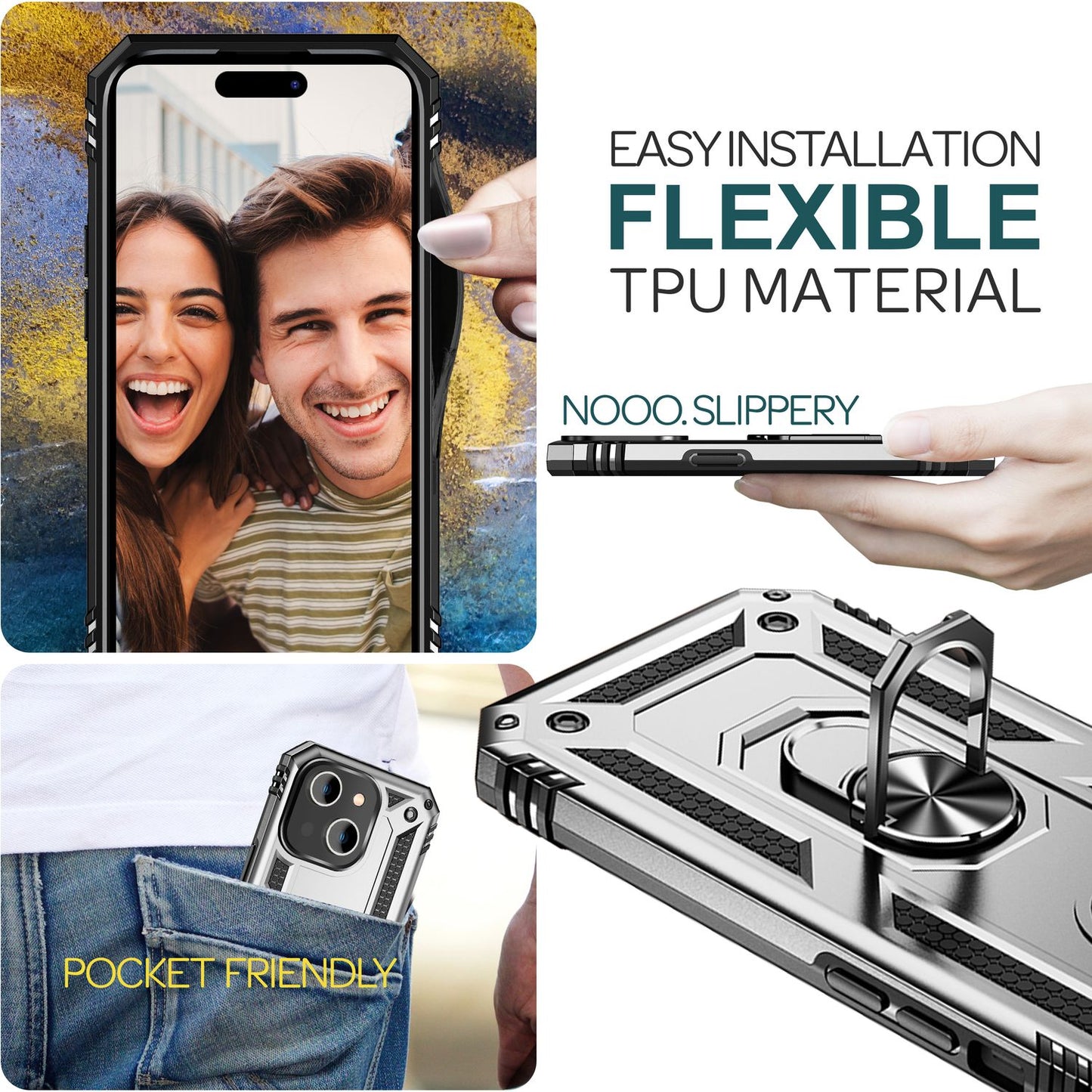 Heavy-duty case with ring for iPhone 15, outdoor hard case, extreme protection