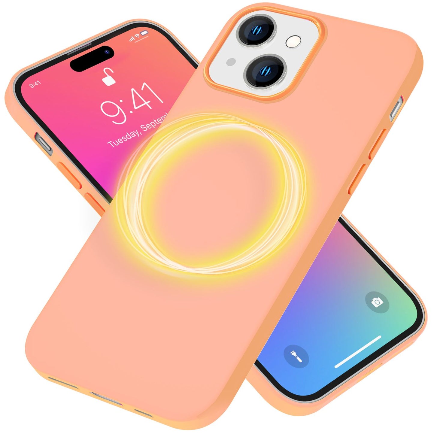 MagSafe hulstur fyrir iPhone 15 síma með fljótandi sílikoni, segulmagnað verndarhulstur