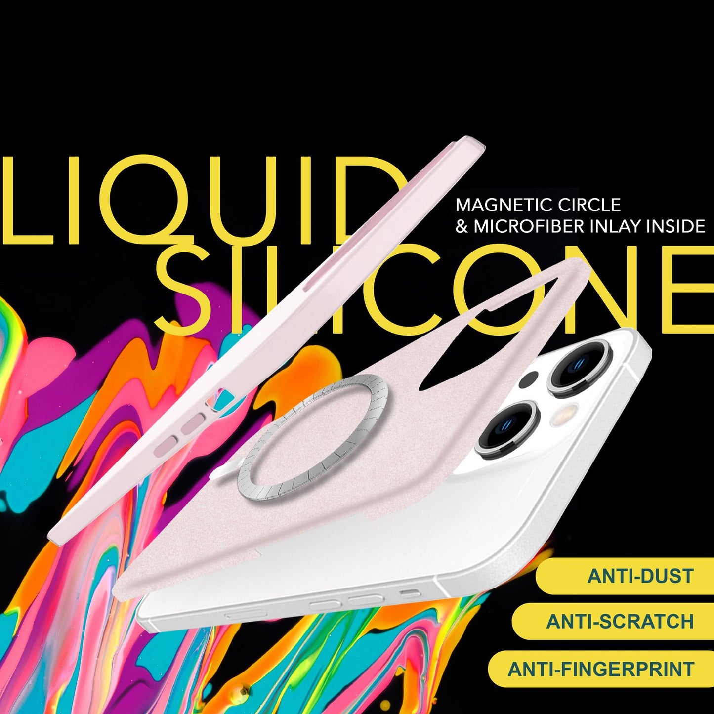 MagSafe hulstur fyrir iPhone 15 Plus fljótandi sílikon símahulstur segulmagnað hulstur