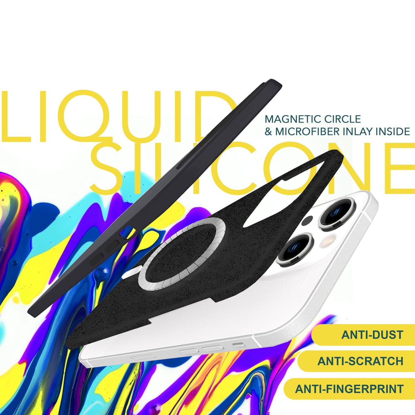 MagSafe hulstur fyrir iPhone 15 Plus fljótandi sílikon símahulstur segulmagnað hulstur