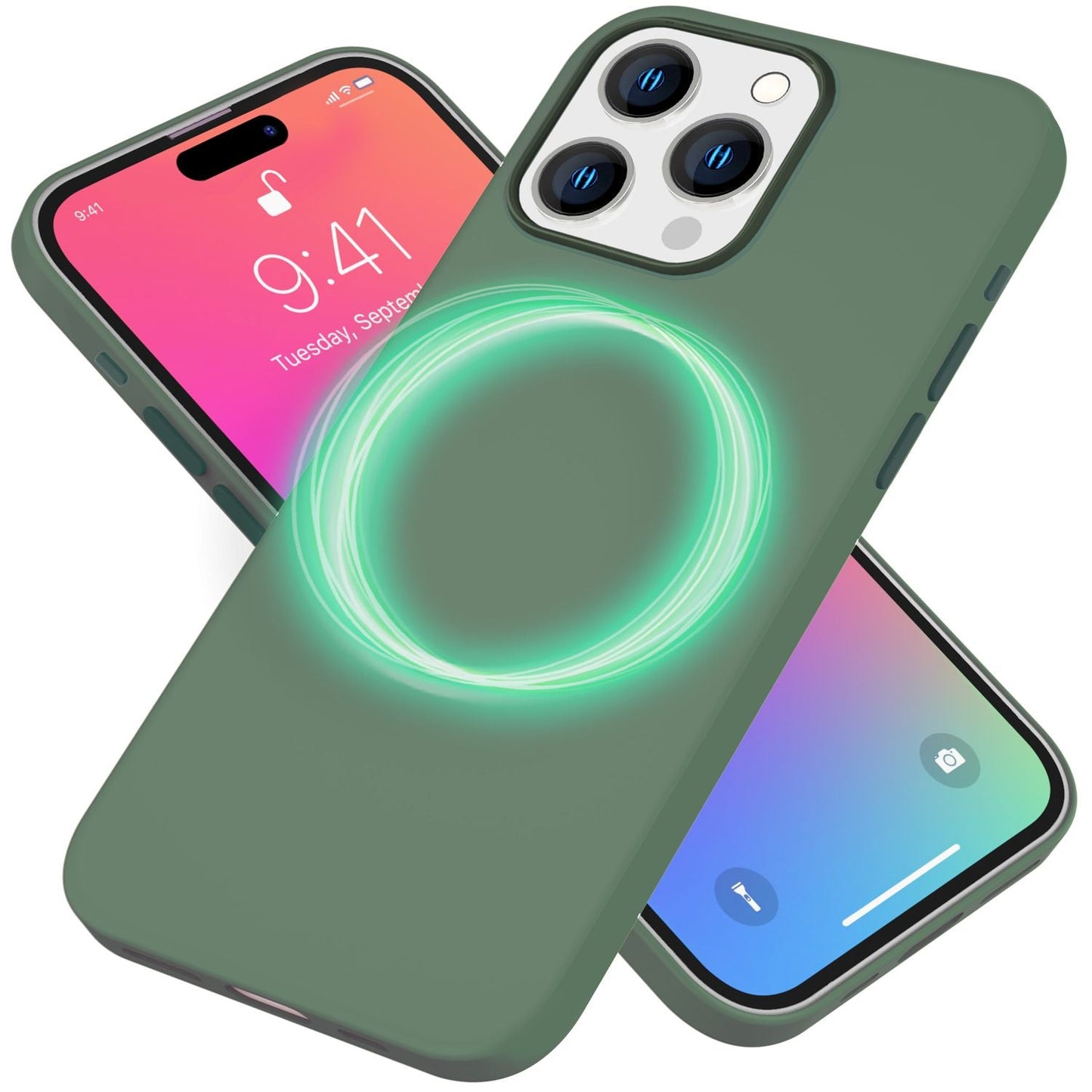 MagSafe hulstur fyrir iPhone 15 Pro með fljótandi sílikoni, segulmagnað hlífðarhulstur