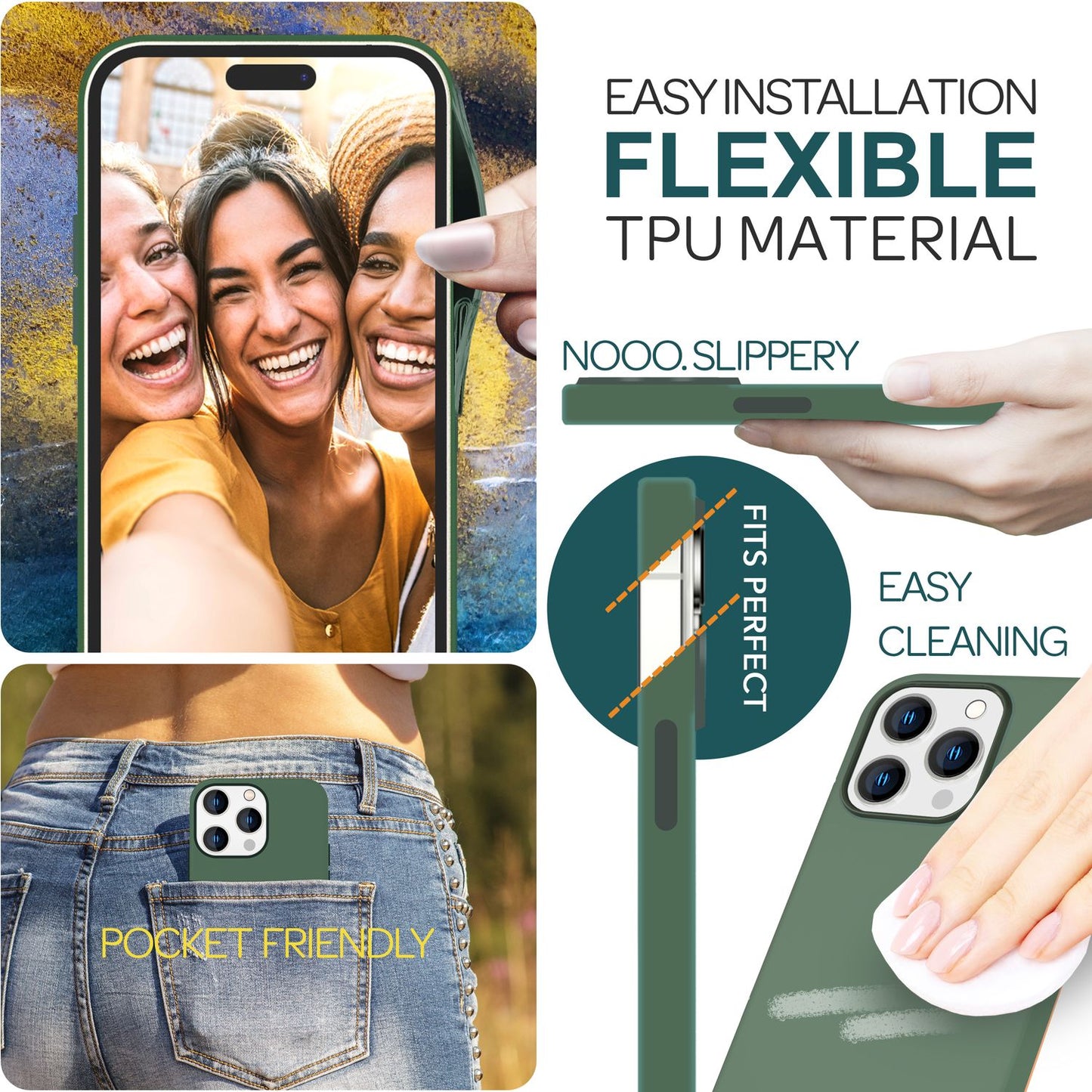 MagSafe hulstur fyrir iPhone 15 Pro með fljótandi sílikoni, segulmagnað hlífðarhulstur