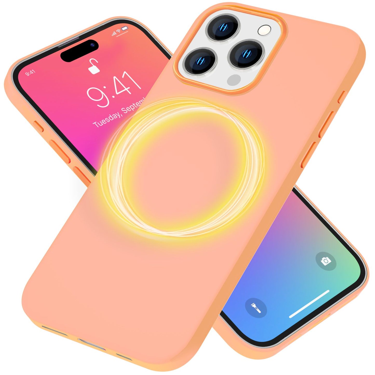 MagSafe hulstur fyrir iPhone 15 Pro Max, fljótandi sílikon símahulstur, segulmagnað hulstur með vernd