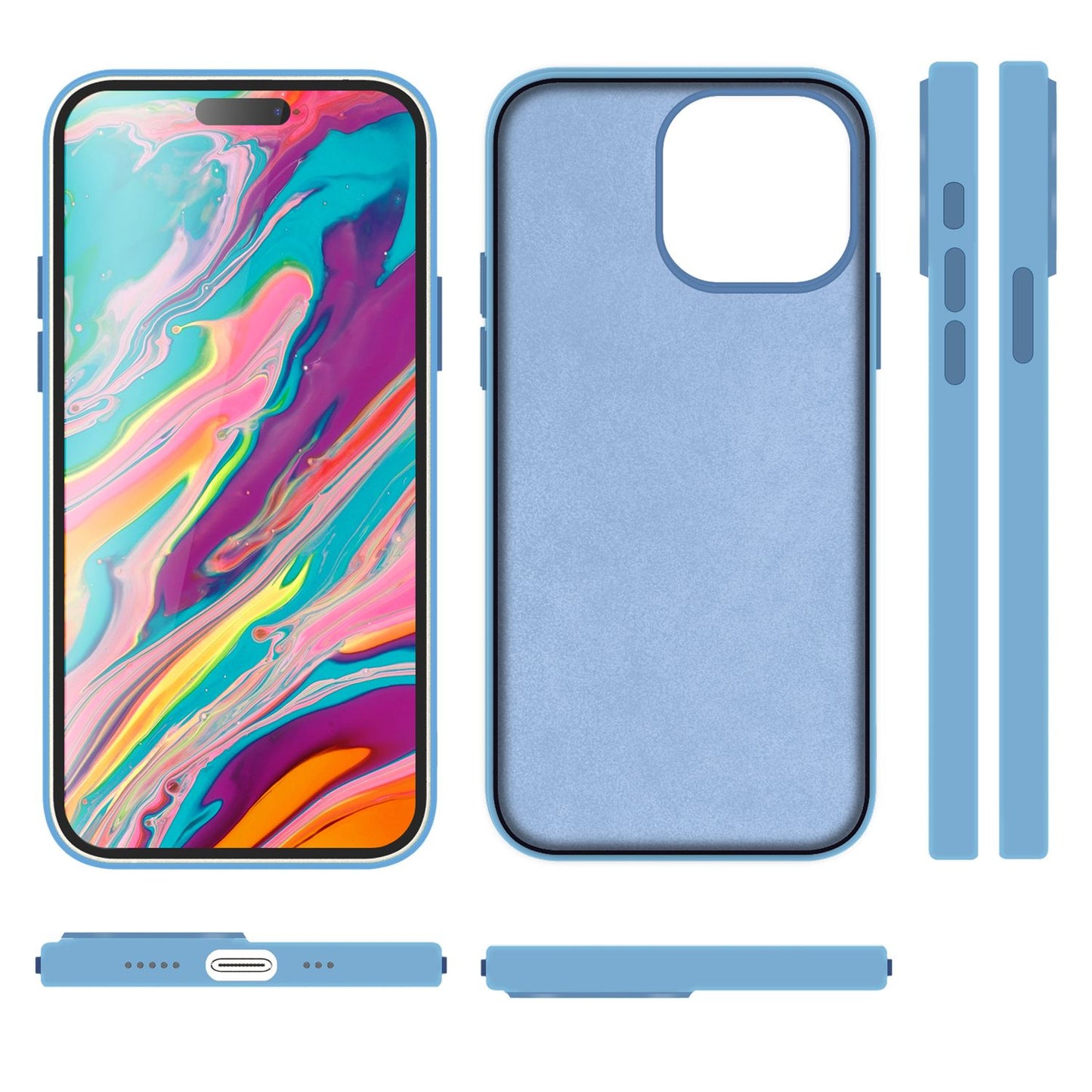 MagSafe hulstur fyrir iPhone 15 Pro Max, fljótandi sílikon símahulstur, segulmagnað hulstur með vernd