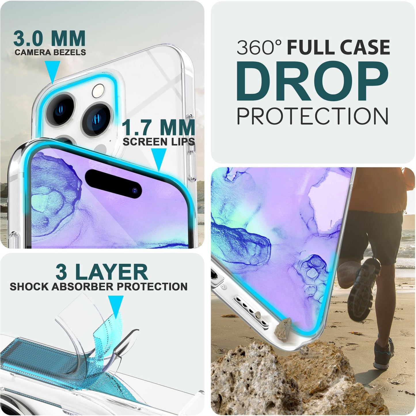 360° Case for iPhone 15 Pro Clear Full Cover Phone Case Protective Bag Pouch Case