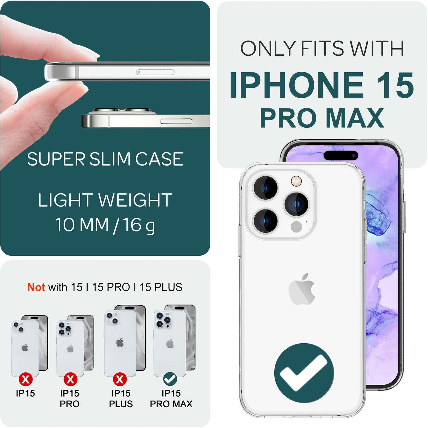 360° Case for iPhone 15 Pro Max Clear Full Cover Phone Case Protective Bag Case