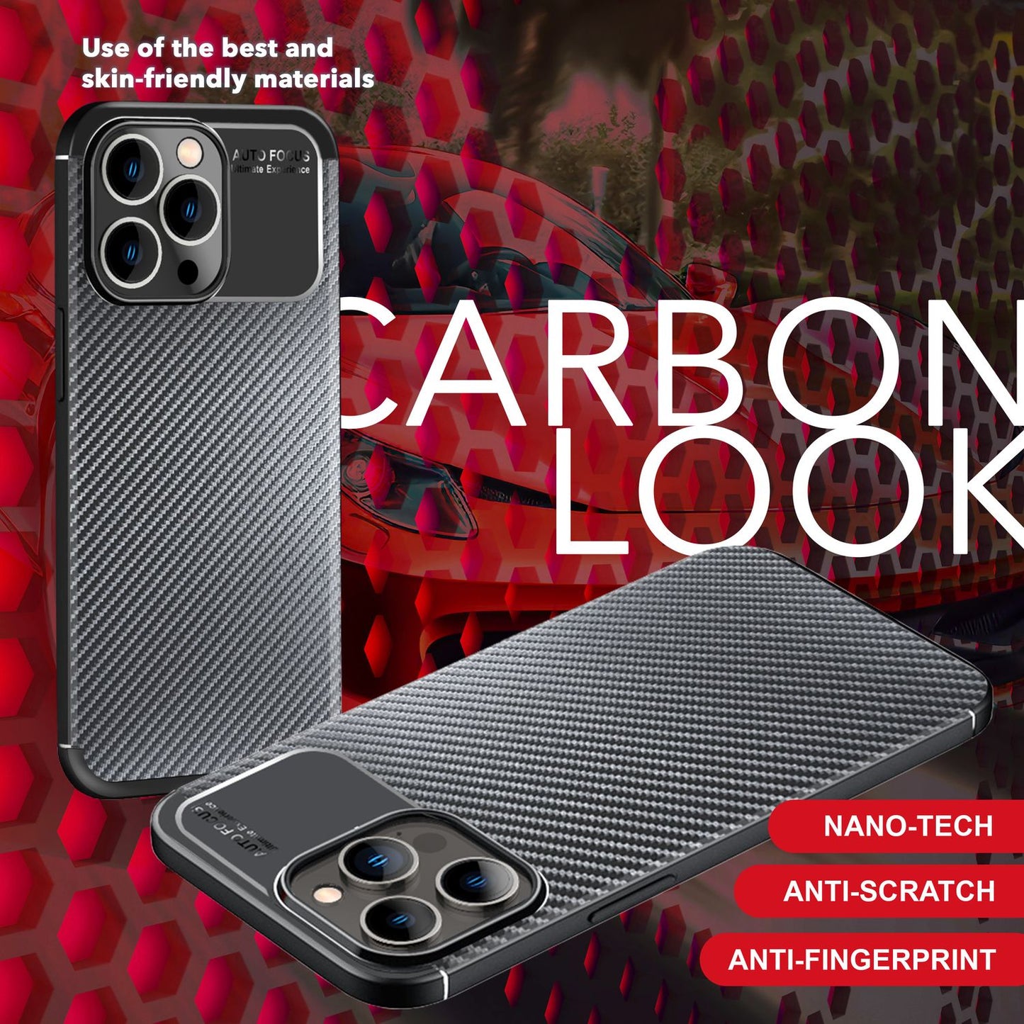 Hülle für iPhone 15 Pro Carbon Optik Cover Silikon Handyhülle Case Schutz Tasche