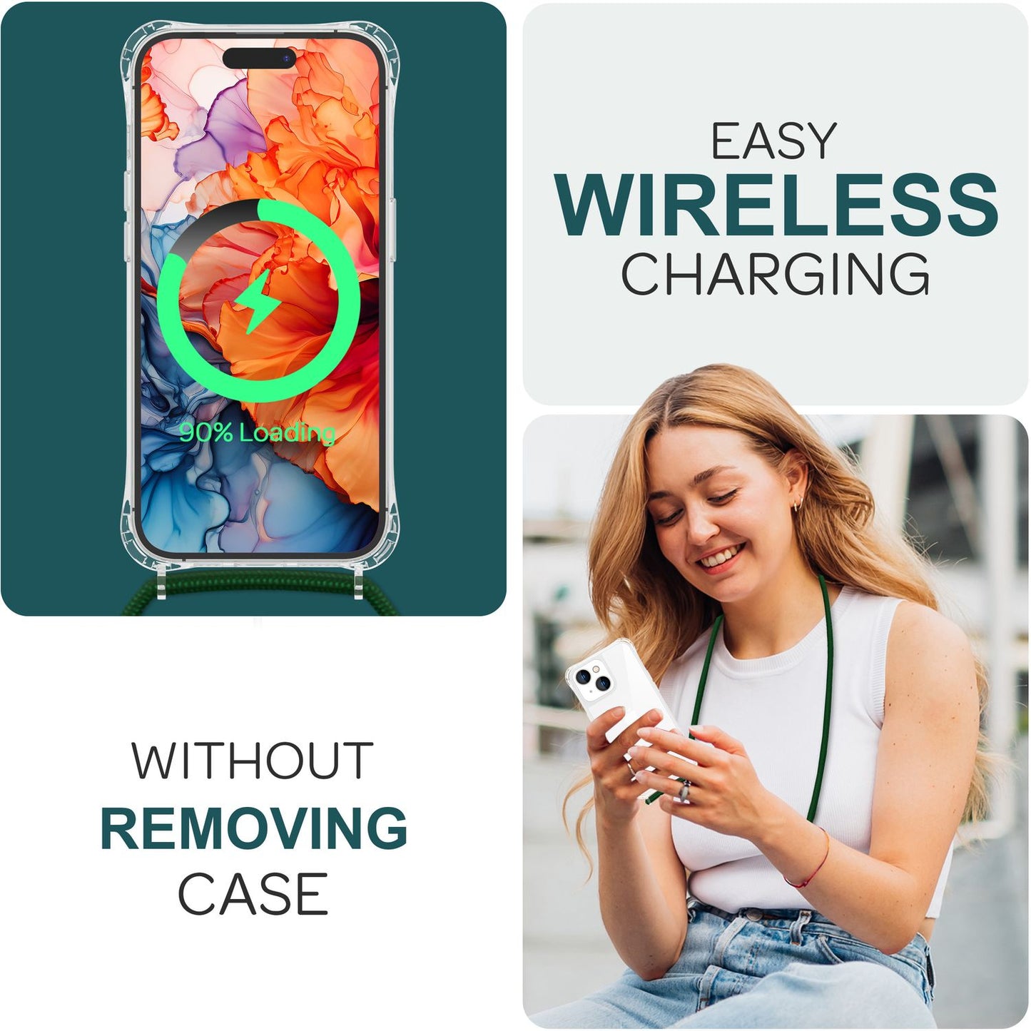 Case with strap for iPhone 15, phone case, crossbody protective case, phone chain cord