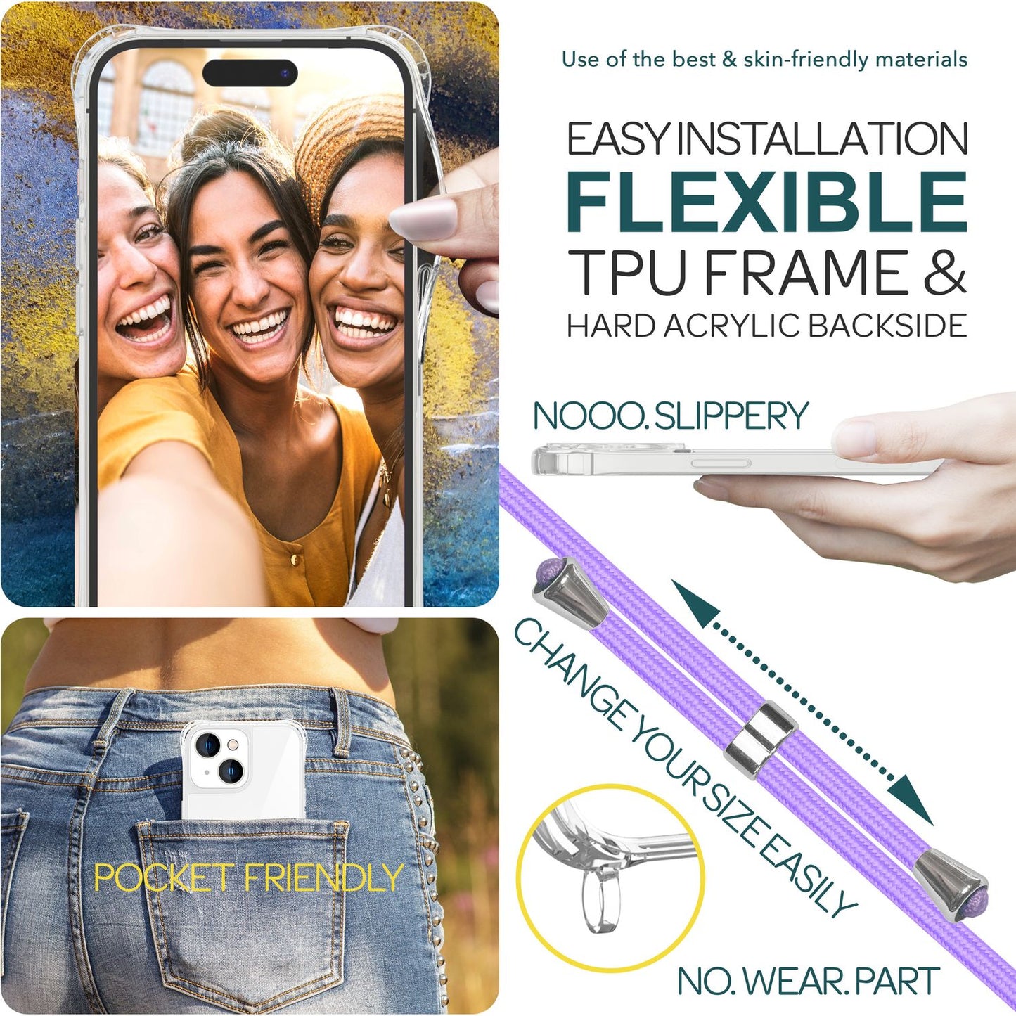 Case with strap for iPhone 15, phone case, crossbody protective case, phone chain cord