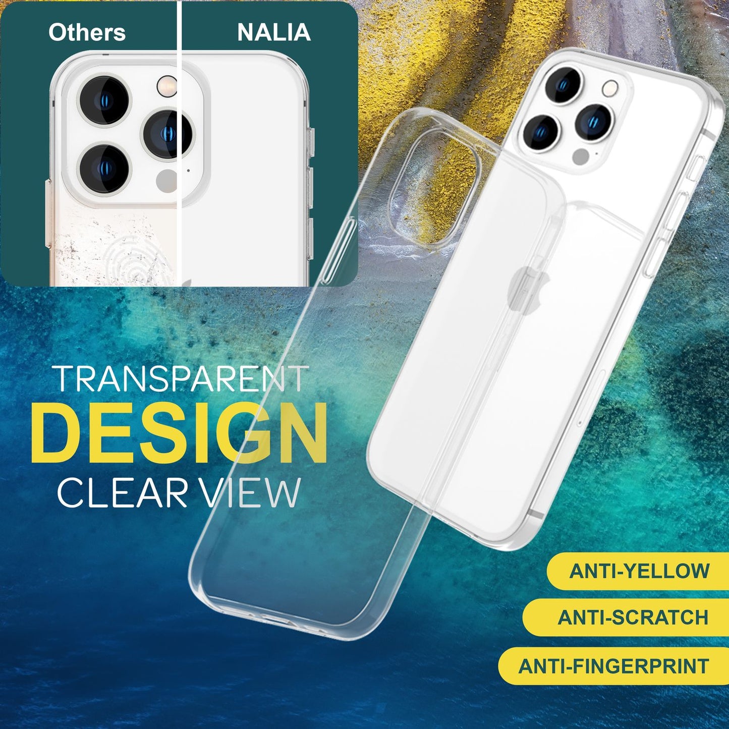 Glært hulstur fyrir iPhone 15 Pro, sílikon símahulstur, hlífðarhulstur