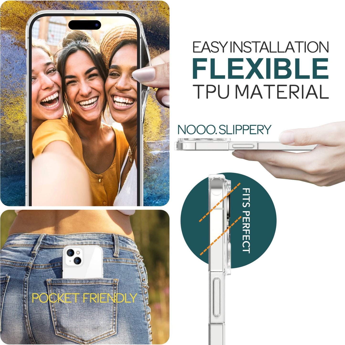 Clear Hard Case for iPhone 15 Protective Cover, Phone Case, Hard PC Cover