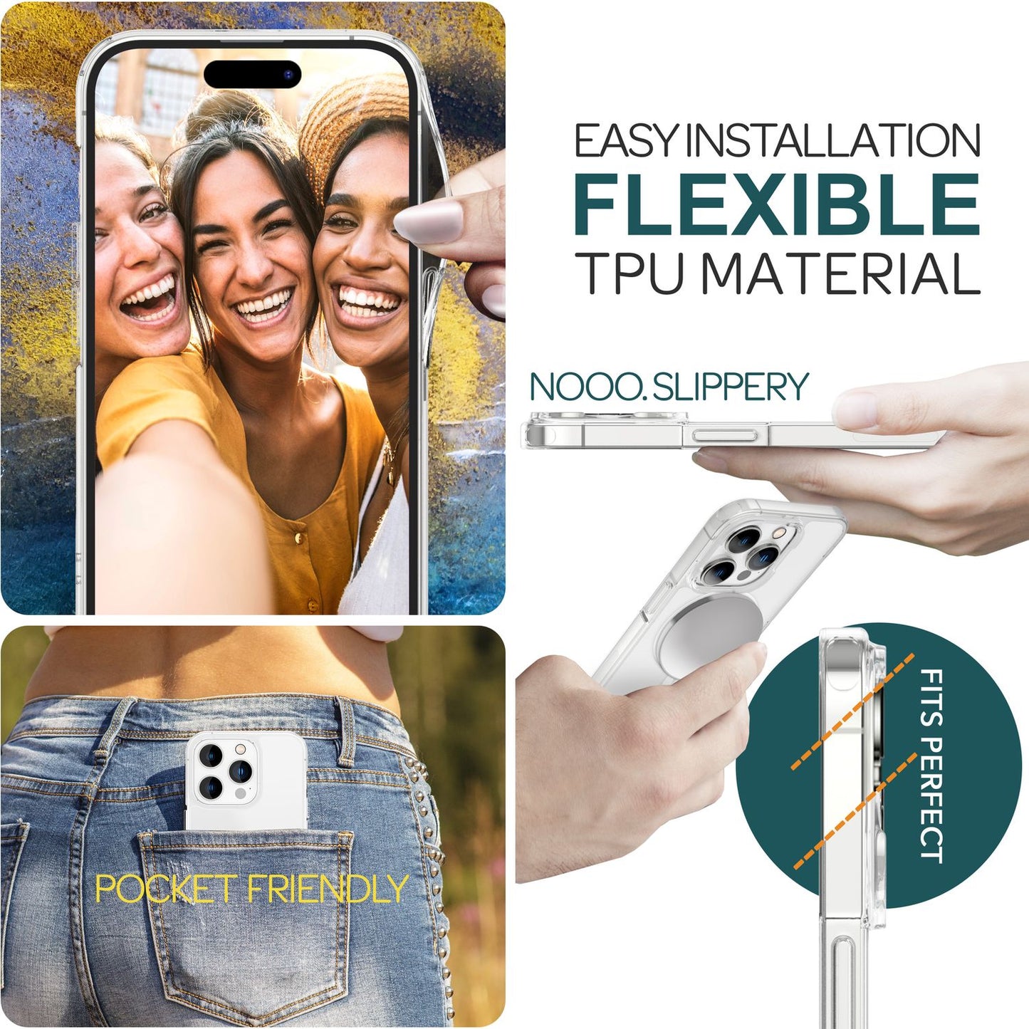 MagSafe Hülle Klar für iPhone 15 Pro Max Clear Hard Case Handyhülle Schutz Cover