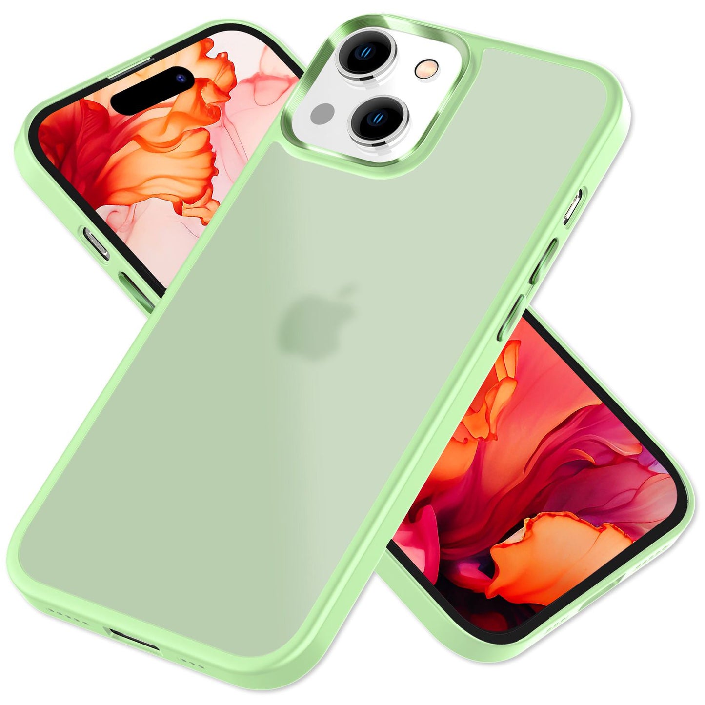 Hybrid hulstur fyrir iPhone 15 Plus, matt hulstur, verndarbrún, símahulstur, símapoki