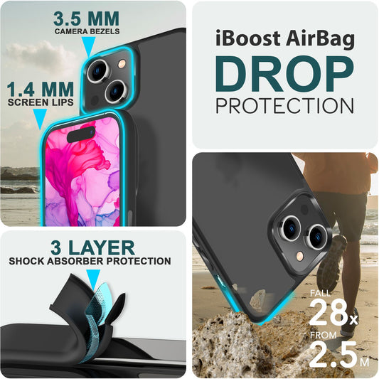 Hybrid case for iPhone 15 Plus, frosted case, protective edge, phone case, phone pouch