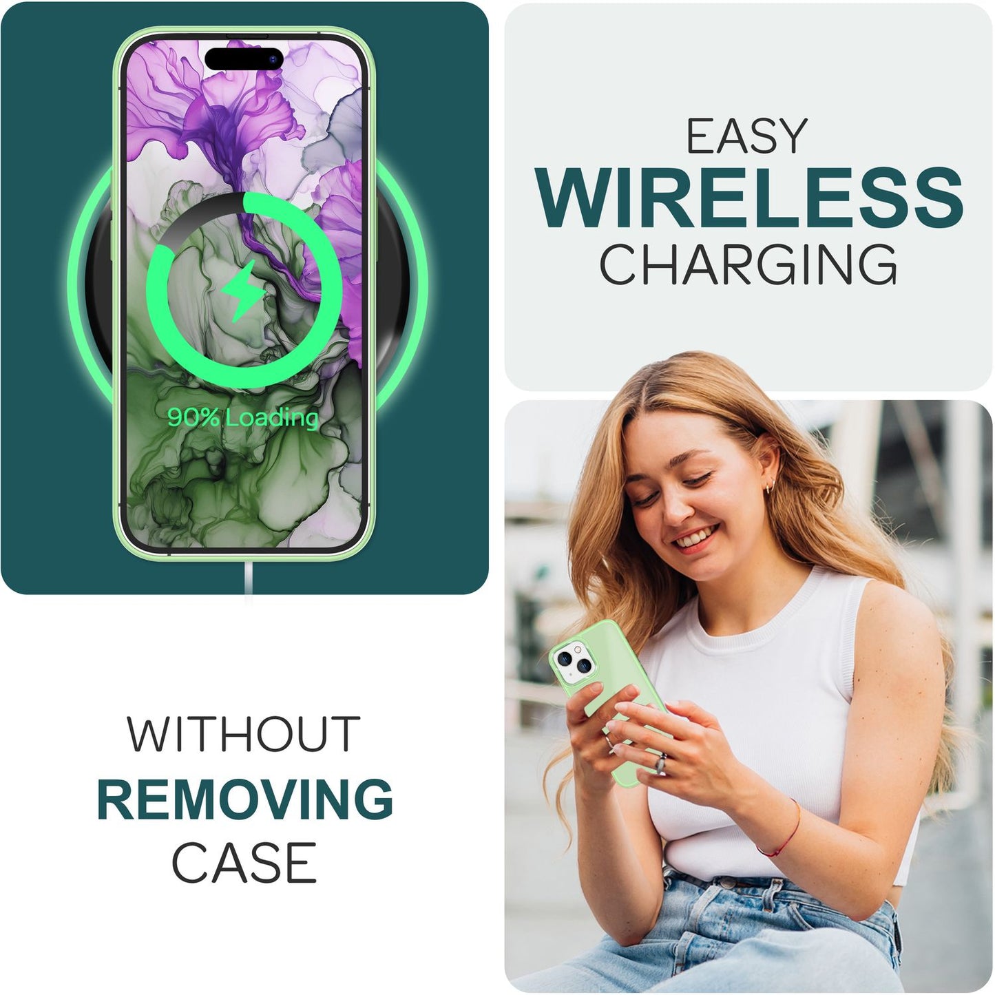 Hybrid hulstur fyrir iPhone 15 Plus, matt hulstur, verndarbrún, símahulstur, símapoki