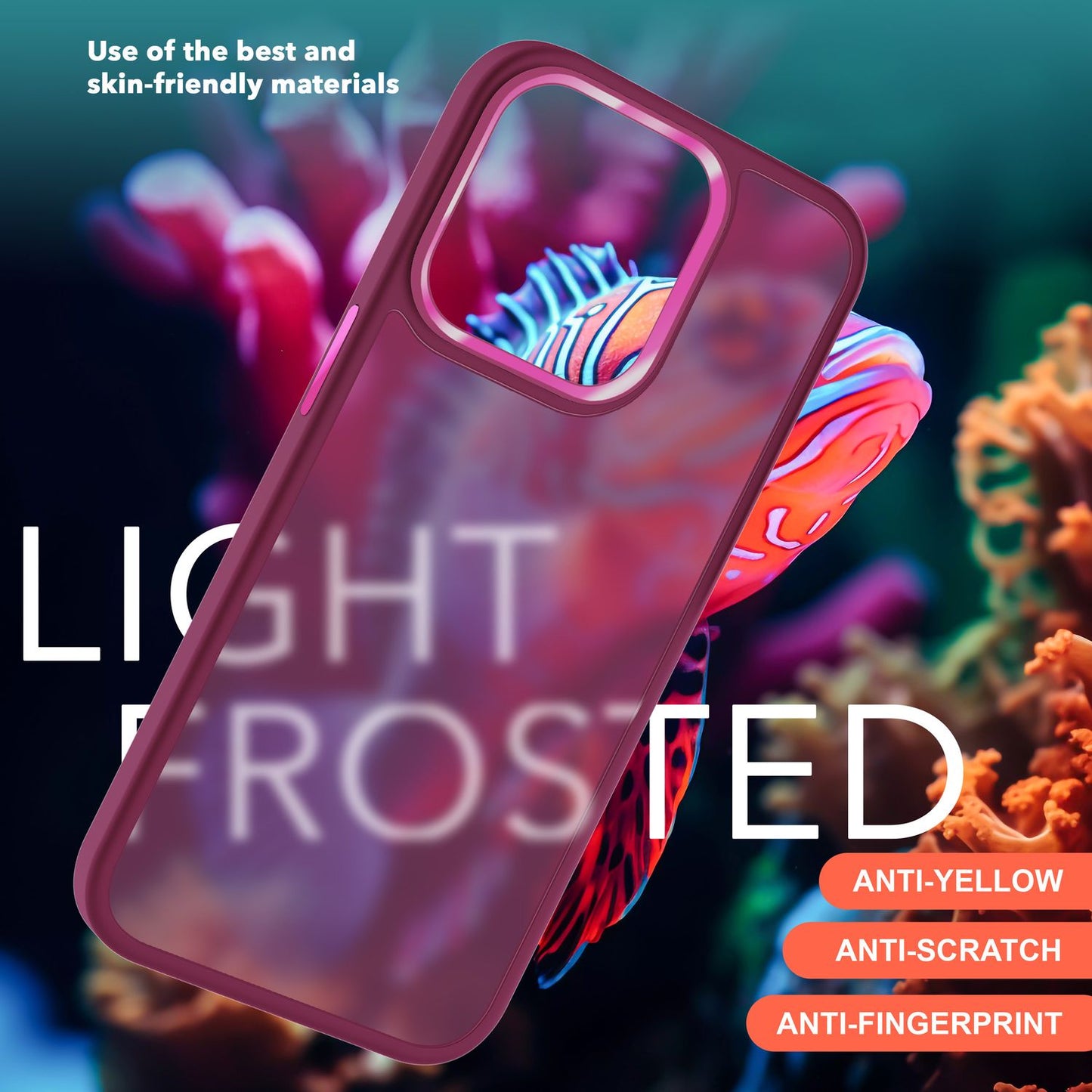 Hybrid hulstur fyrir iPhone 15 Plus, matt hulstur, verndarbrún, símahulstur, símapoki