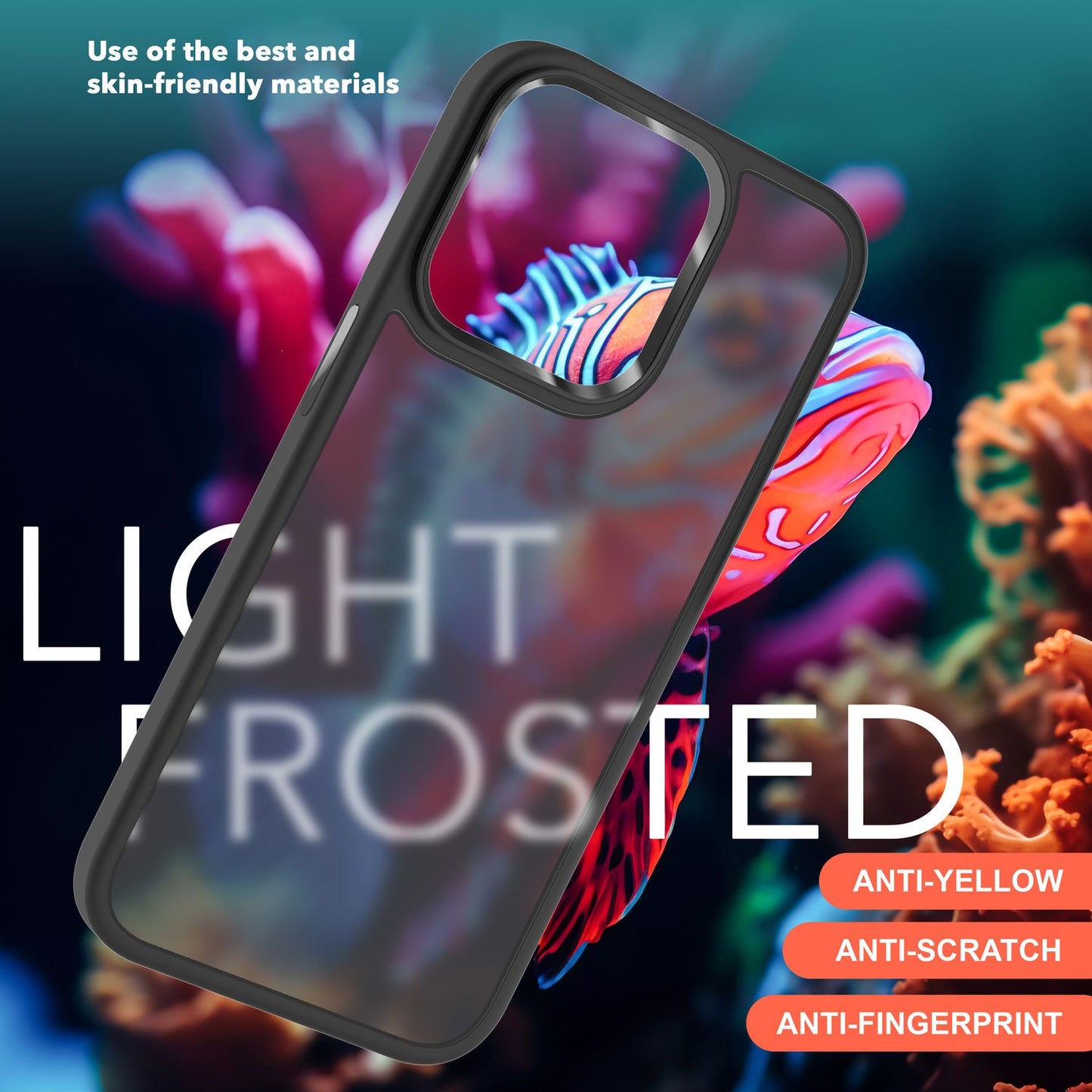 Hybrid hulstur fyrir iPhone 15 Plus, matt hulstur, verndarbrún, símahulstur, símapoki