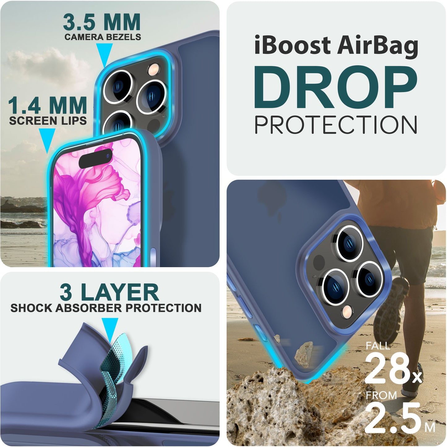 Hybrid Case for iPhone 15 Pro Max Frosted Case Protective Edge Magnetic Phone Case