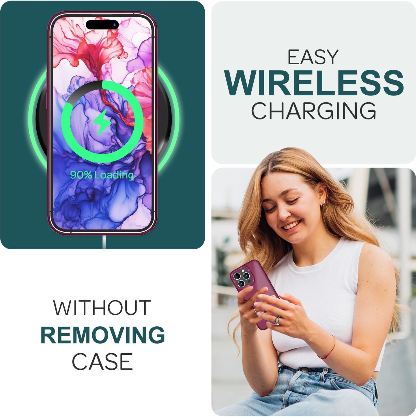 Hybrid Case for iPhone 15 Pro Max Frosted Case Protective Edge Magnetic Phone Case