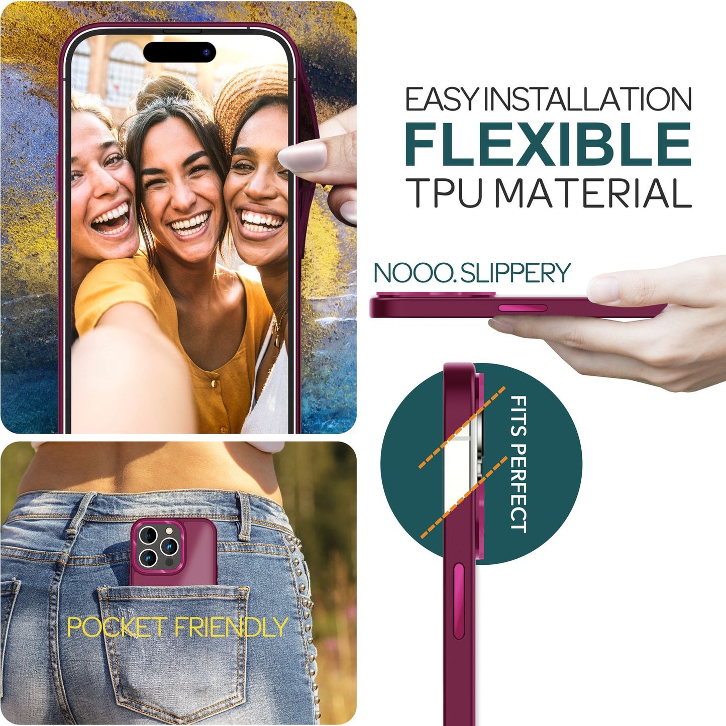 Hybrid Case for iPhone 15 Pro Max Frosted Case Protective Edge Magnetic Phone Case