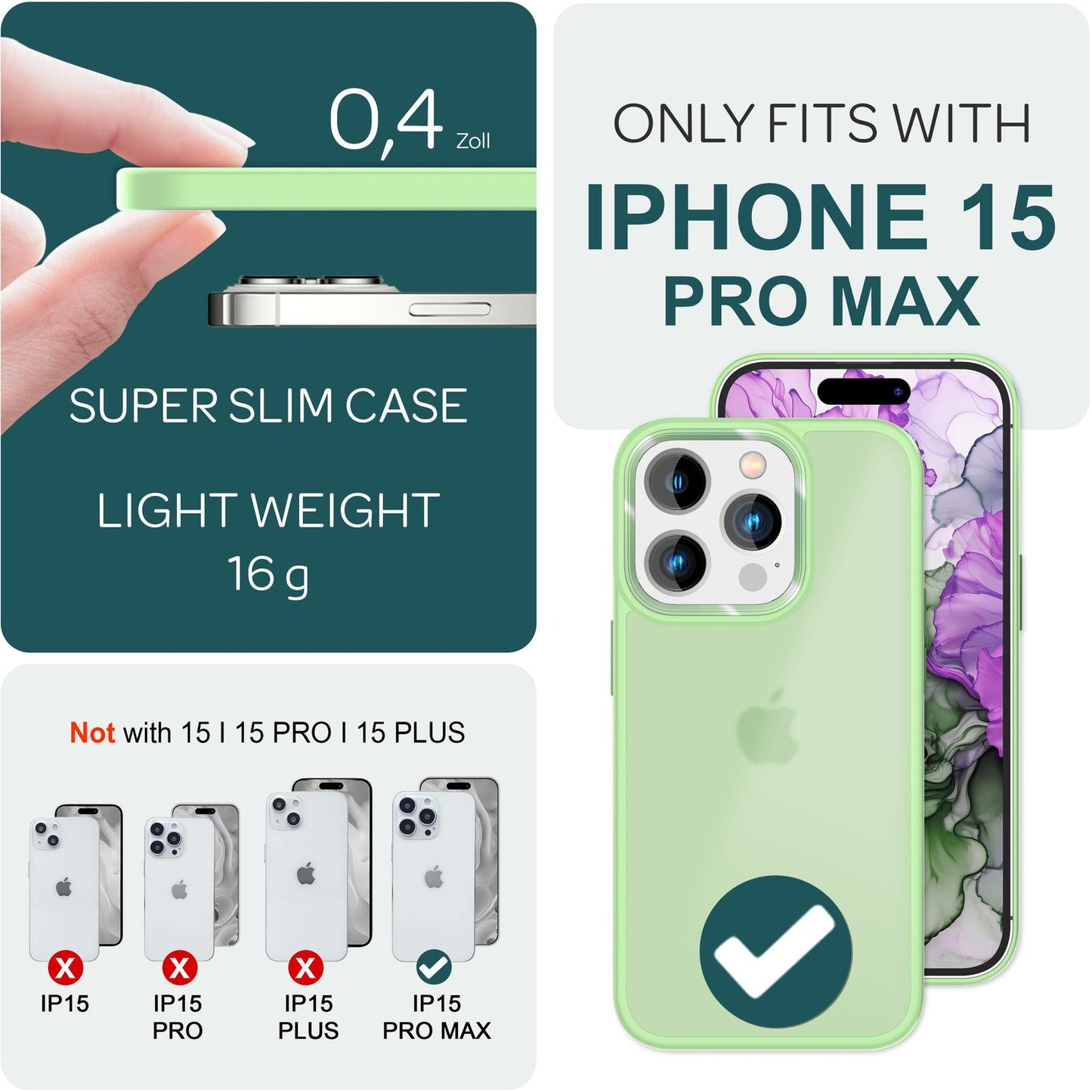 Hybrid Case for iPhone 15 Pro Max Frosted Case Protective Edge Magnetic Phone Case