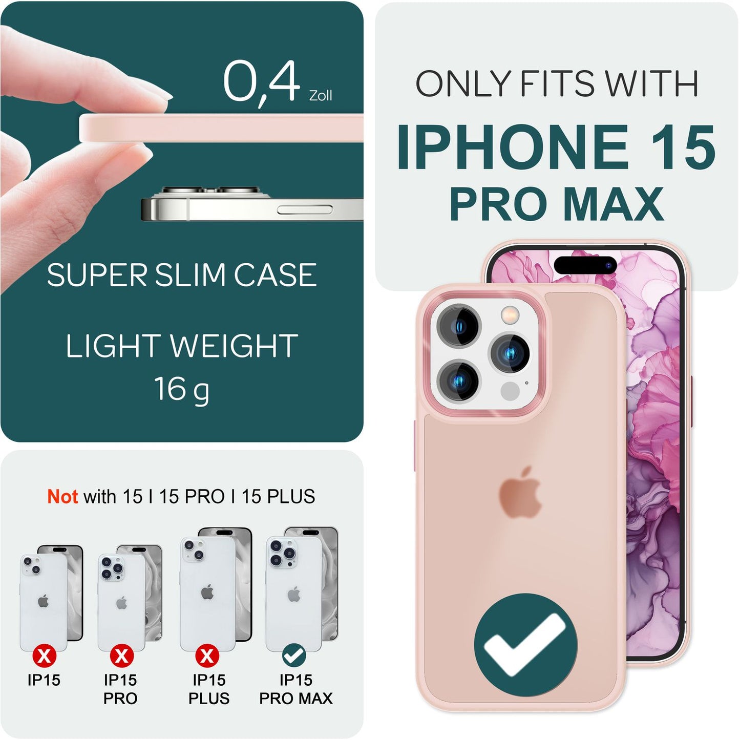 Hybrid Case for iPhone 15 Pro Max Frosted Case Protective Edge Magnetic Phone Case
