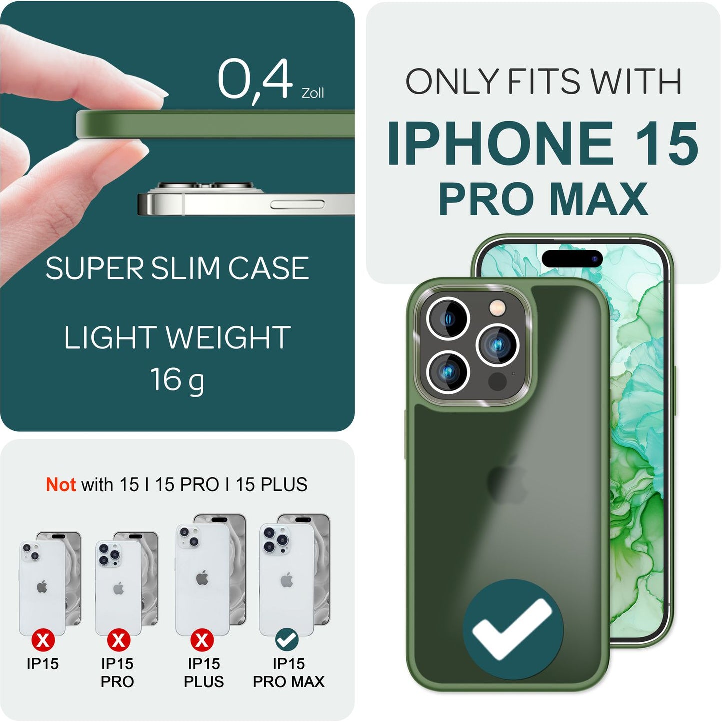 Hybrid Case for iPhone 15 Pro Max Frosted Case Protective Edge Magnetic Phone Case