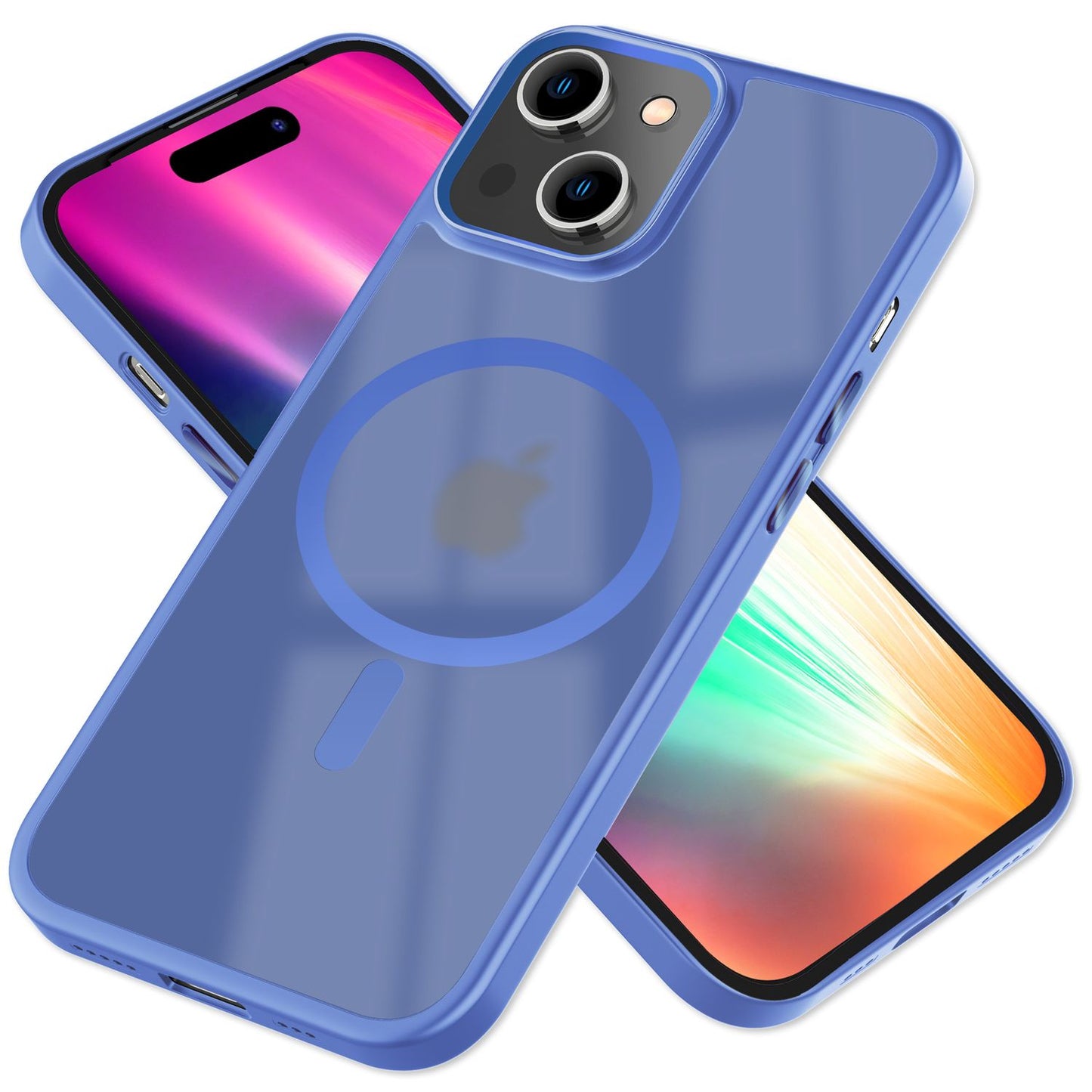 MagSafe Hybrid hulstur fyrir iPhone 15, hörð hulstur með frosti og verndarbrún, símahulstur með poka