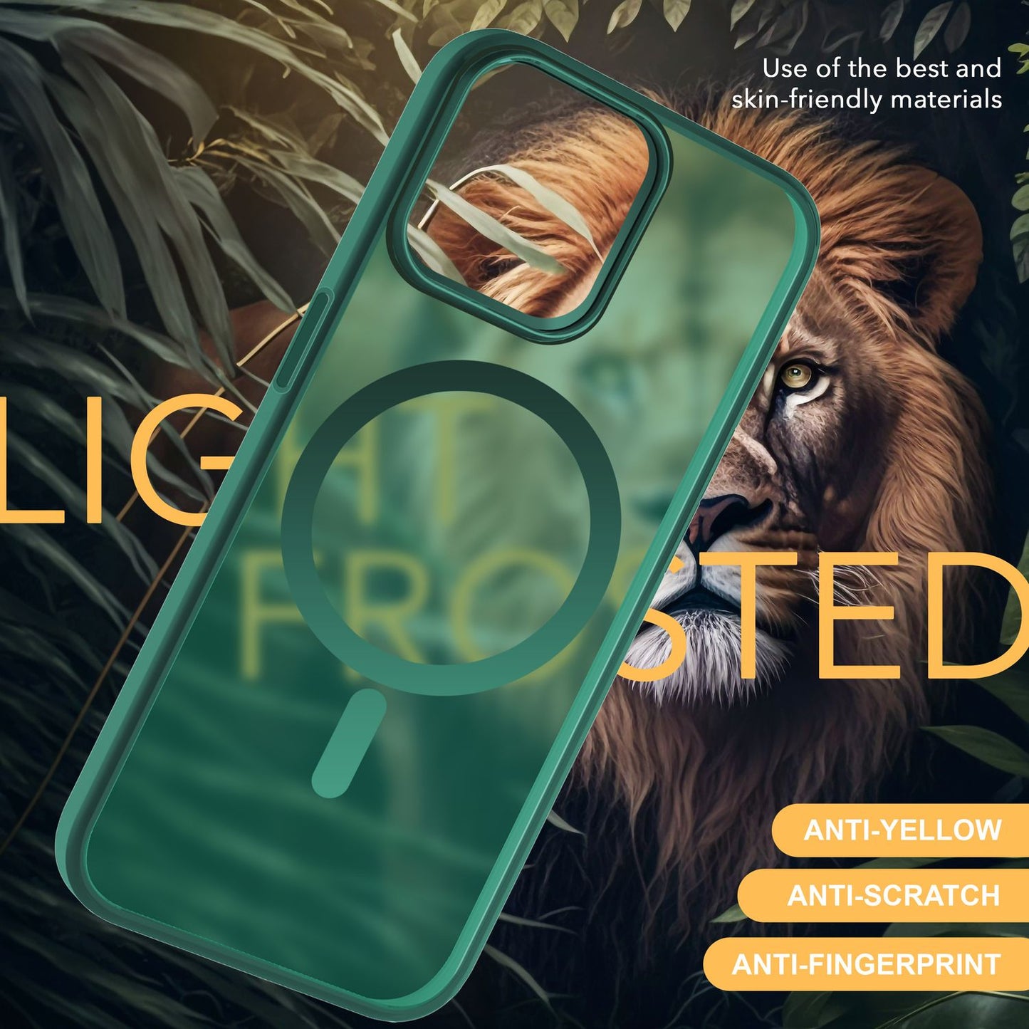 MagSafe Hybrid hulstur fyrir iPhone 15, hörð hulstur með frosti og verndarbrún, símahulstur með poka