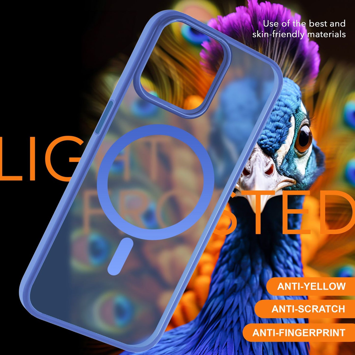 MagSafe Hybrid hulstur fyrir iPhone 15, hörð hulstur með frosti og verndarbrún, símahulstur með poka