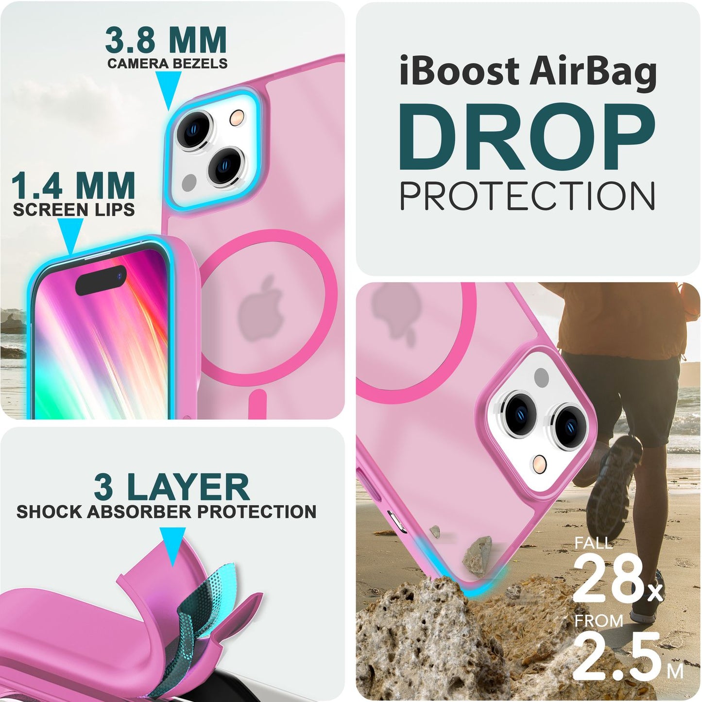 MagSafe Hülle Hybrid für iPhone 15 Plus Frosted Hard Case Schutz Rand Handyhülle