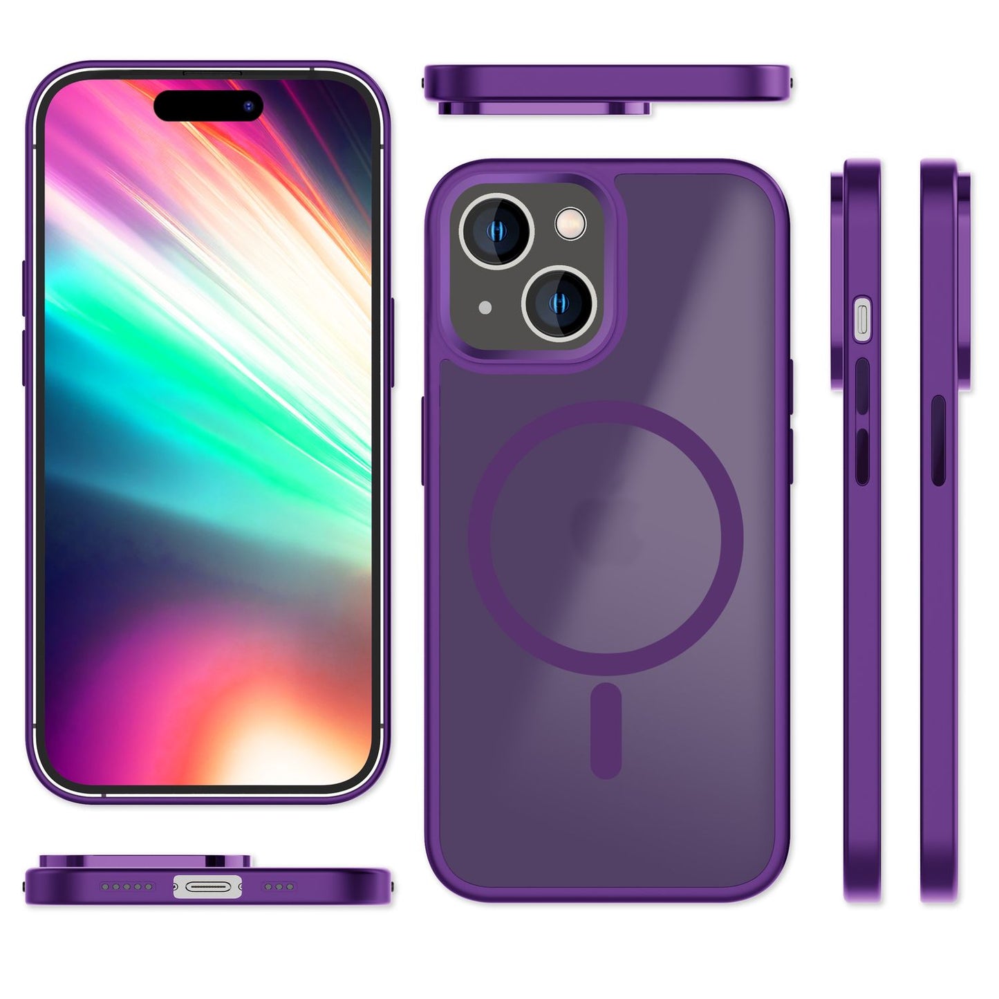 MagSafe Hülle Hybrid für iPhone 15 Plus Frosted Hard Case Schutz Rand Handyhülle