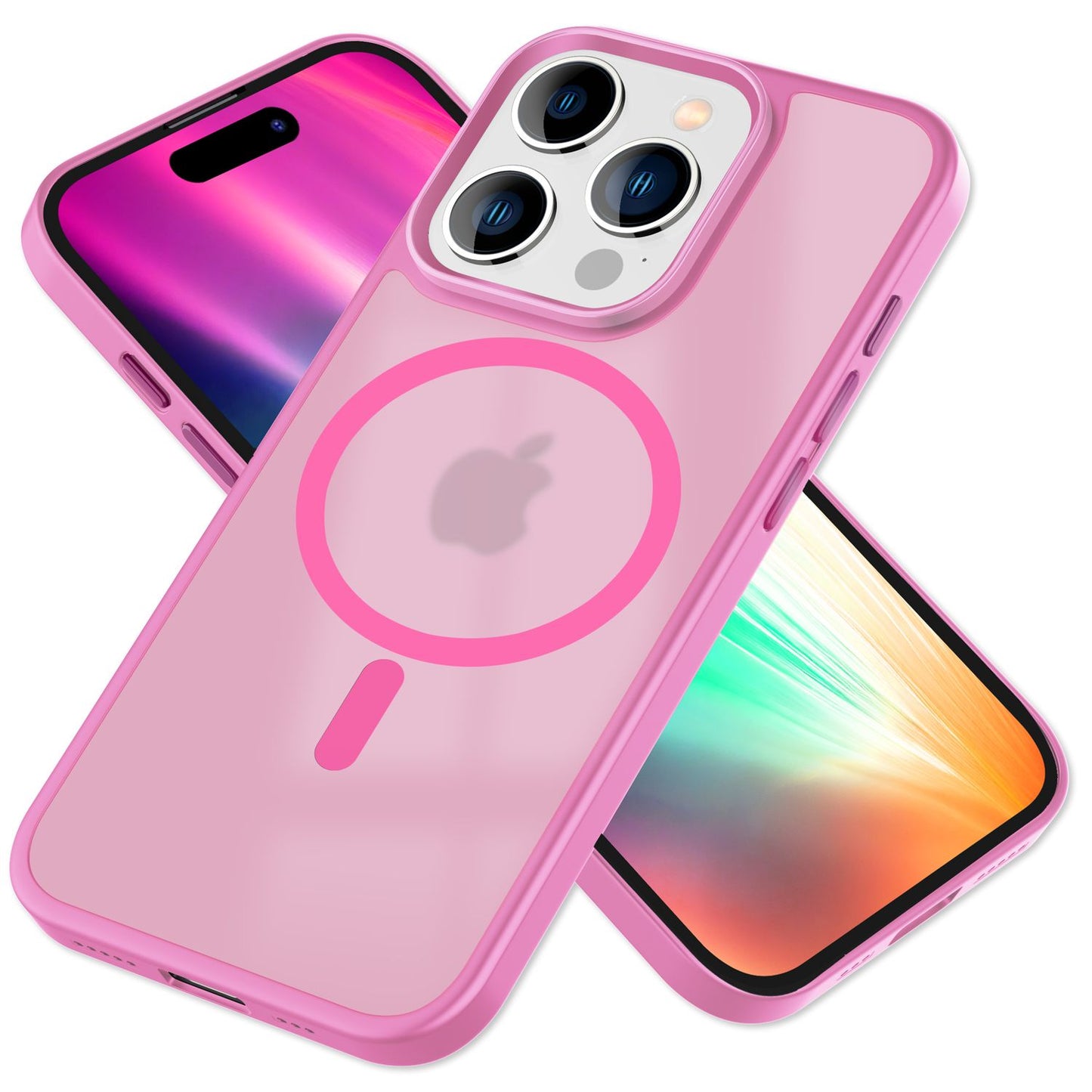 MagSafe Hybrid hulstur fyrir iPhone 15 Pro, hörð hulstur með frosti og verndarbrún.