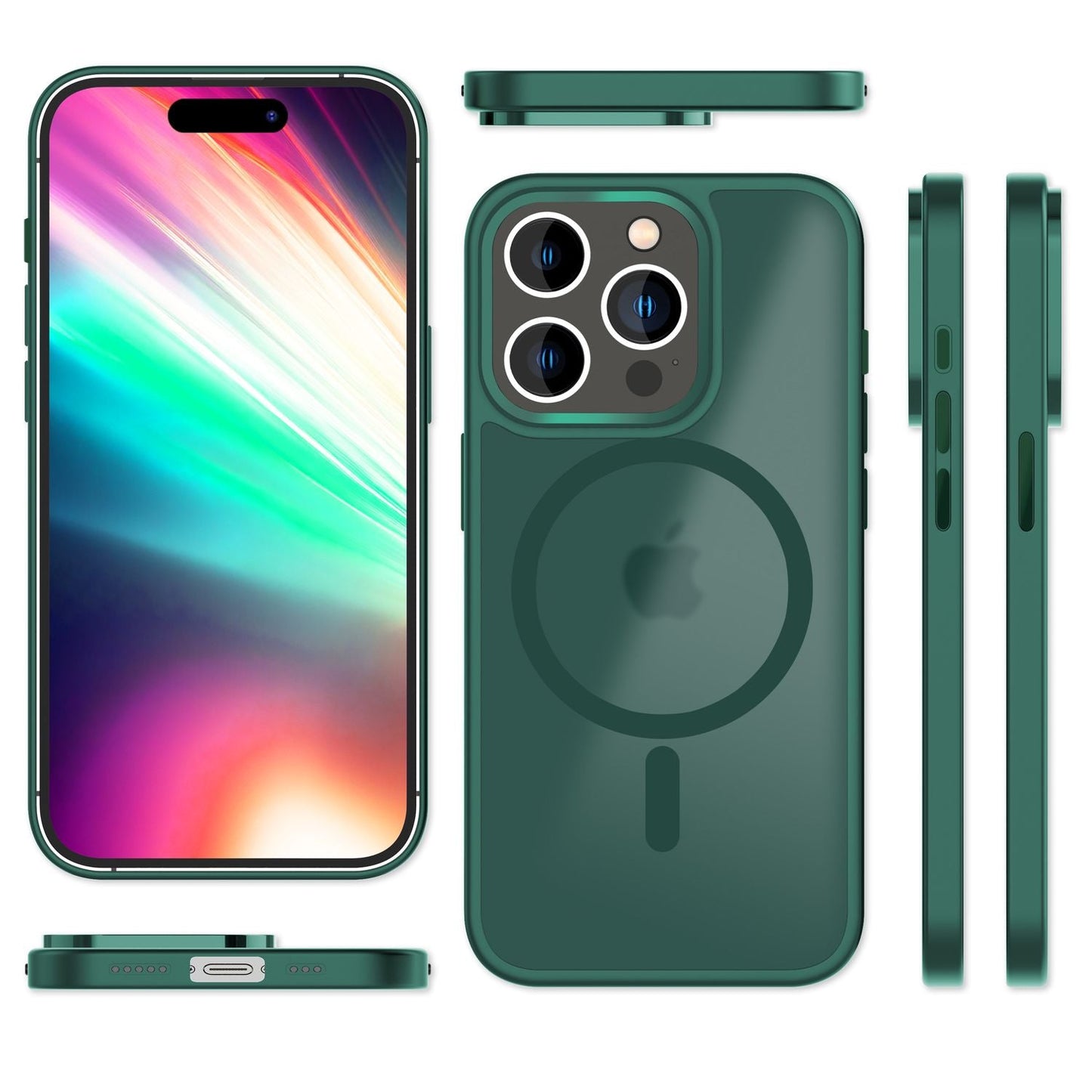 MagSafe Hybrid hulstur fyrir iPhone 15 Pro Max, hörð og matt hulstur, verndandi símahulstur