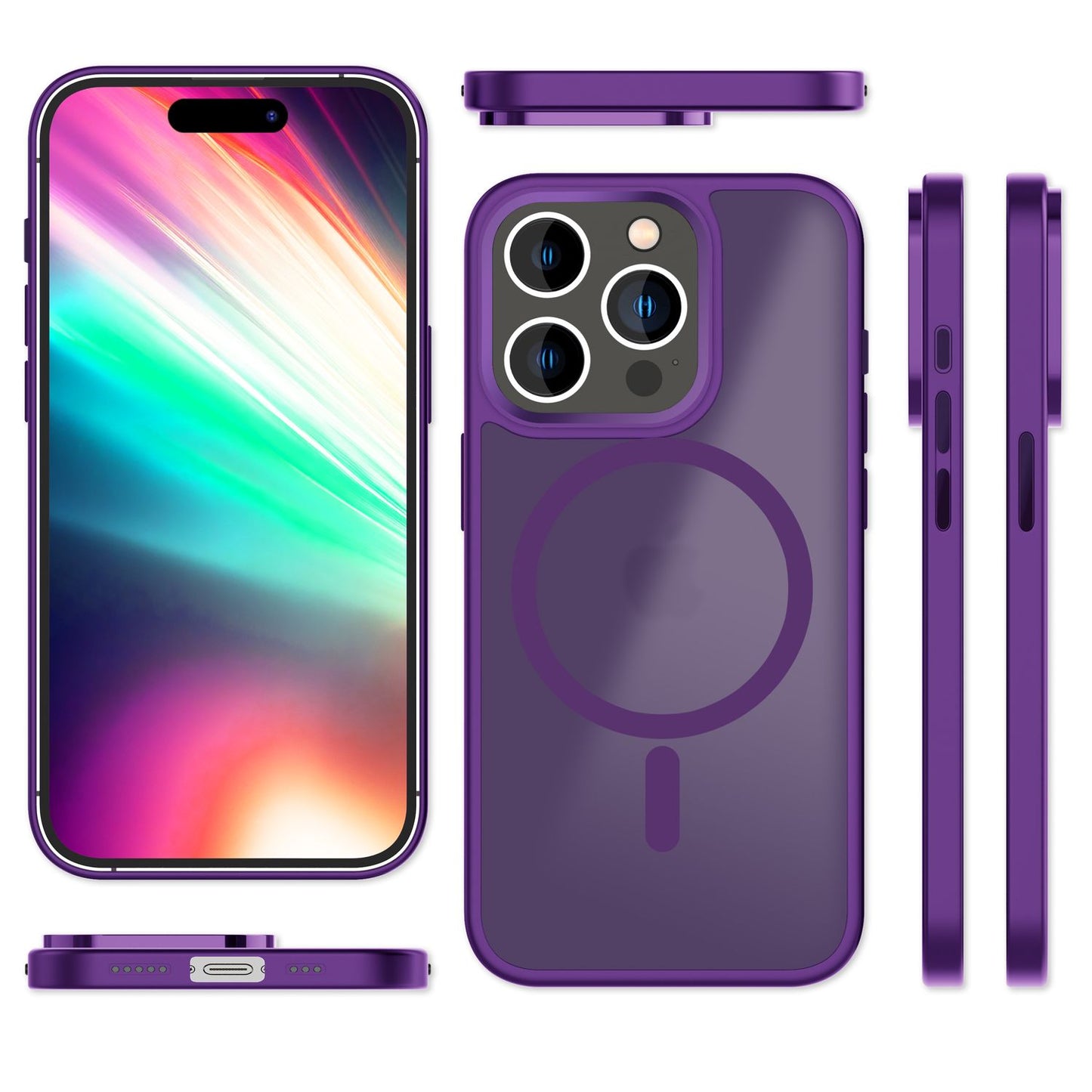 MagSafe Hybrid hulstur fyrir iPhone 15 Pro Max, hörð og matt hulstur, verndandi símahulstur