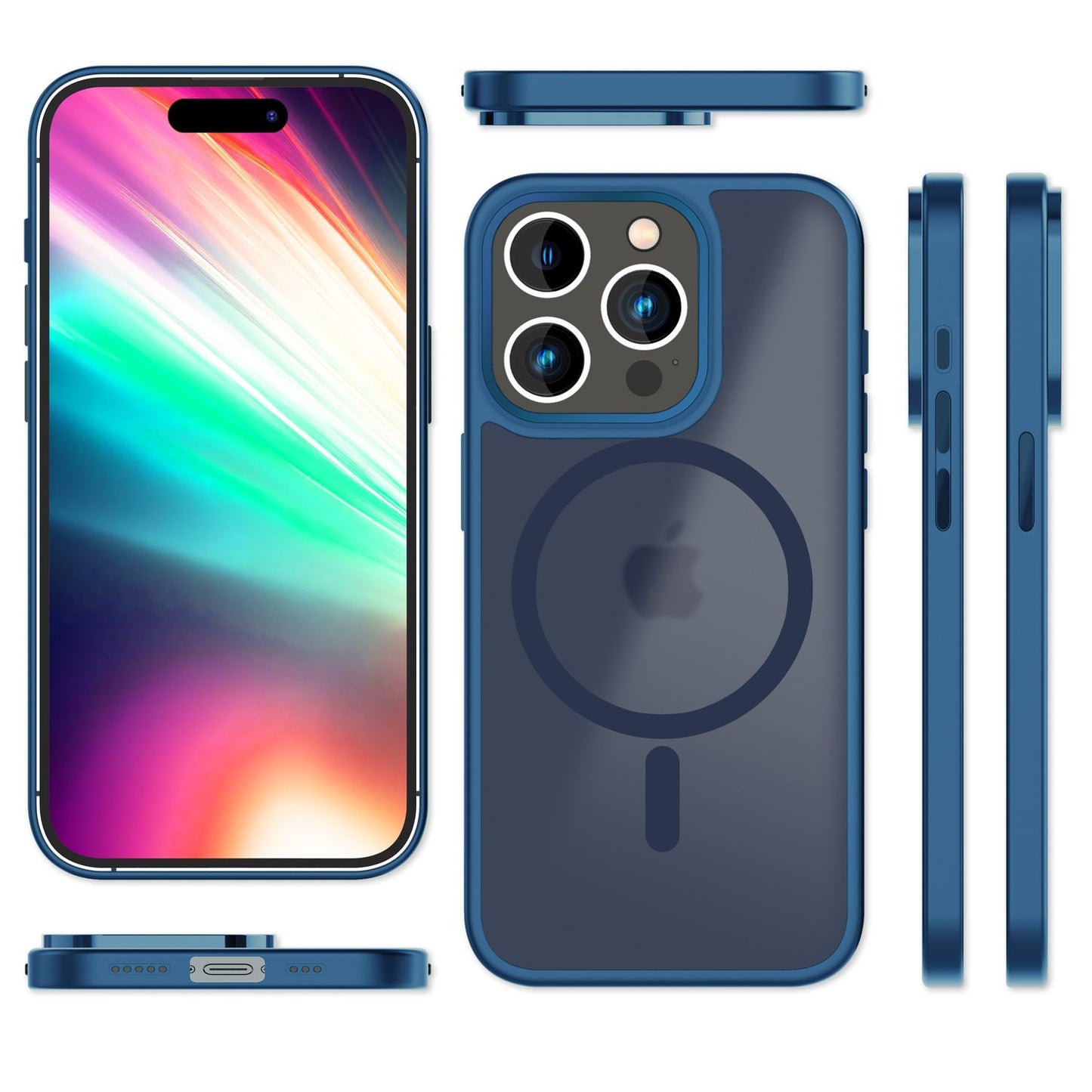 MagSafe Hybrid hulstur fyrir iPhone 15 Pro Max, hörð og matt hulstur, verndandi símahulstur