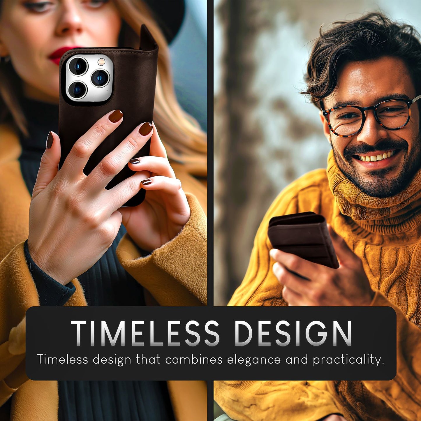 NALIA Echt-Leder Flipcase für iPhone 15 Pro Max Hülle, Rindsleder Schutzhülle RFID-Schutz Lederhülle Wallet