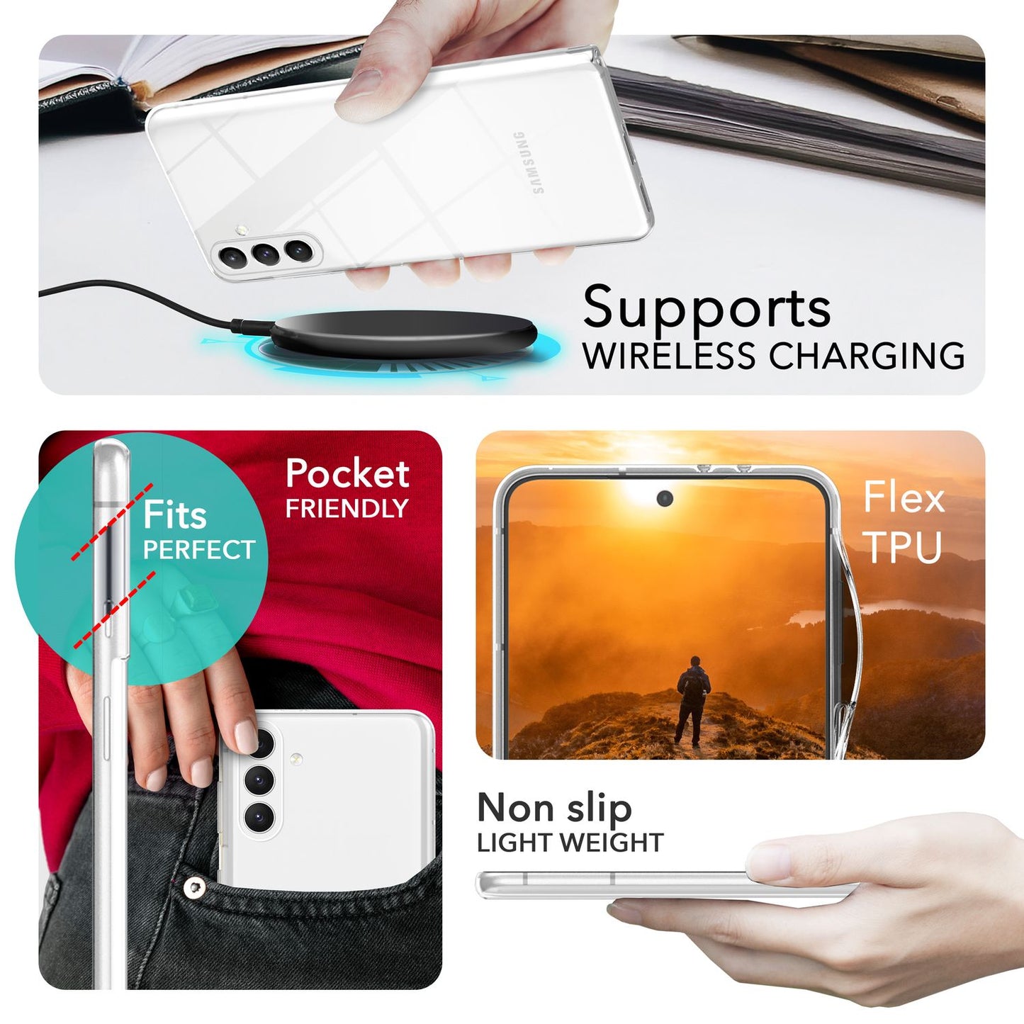 NALIA Clear Silicone Case for Samsung Galaxy S24 Plus, Transparent Anti-Yellowing Phone Cover for a Crystal Clear Look