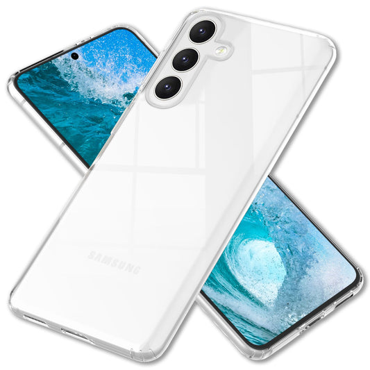 NALIA Sturdy Clear Case for Samsung Galaxy S24, Transparent Protective Case with Hard Back &amp; Silicone Edge