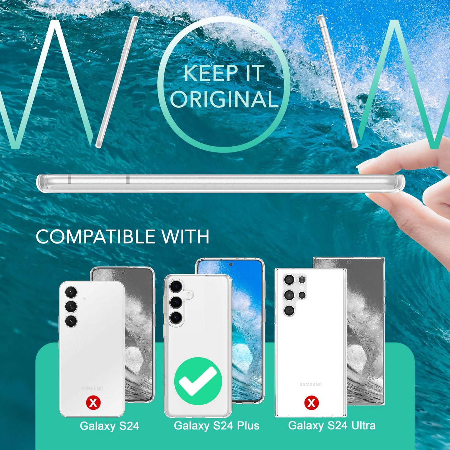 NALIA Sturdy Clear Protective Case for Samsung Galaxy S24 Plus, Transparent with Hard Back &amp; Silicone Frame