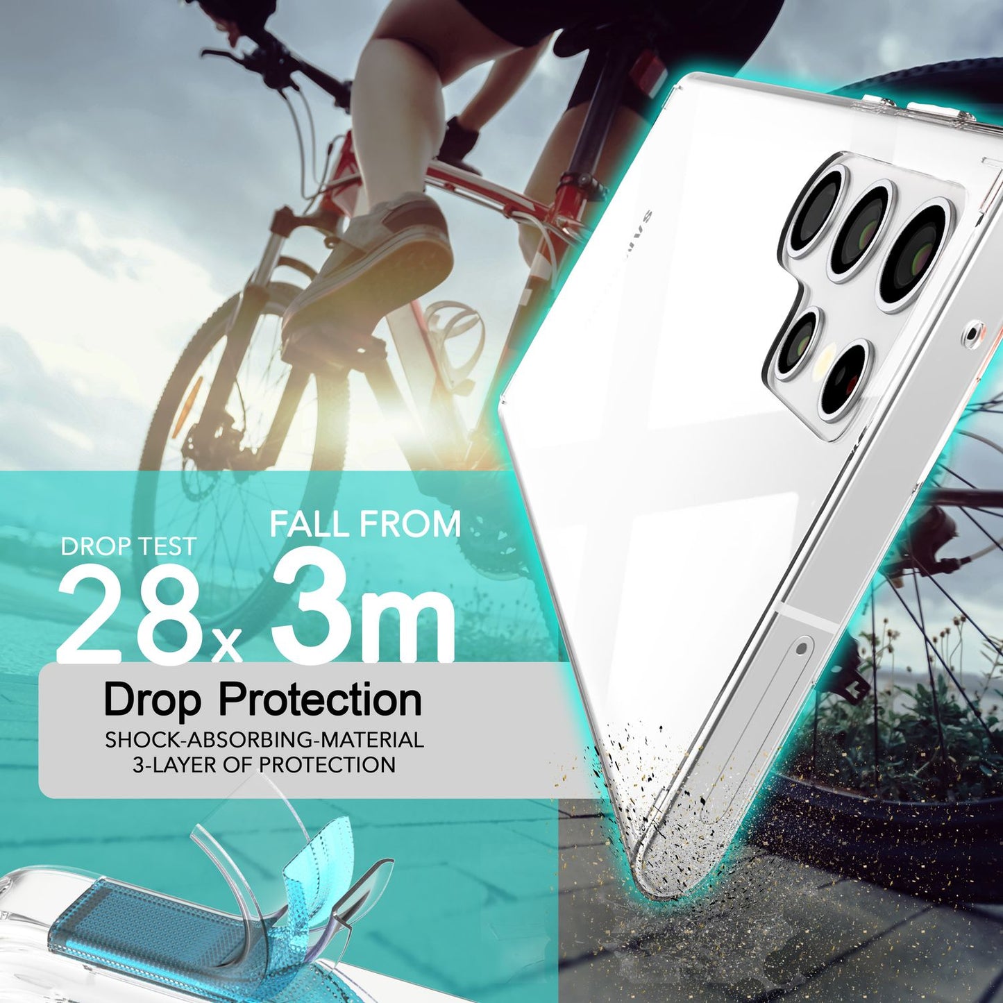 NALIA Sturdy Clear Protective Case for Samsung Galaxy S24 Ultra, Transparent with Hard Back &amp; Silicone Frame