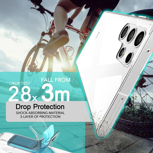 NALIA Sturdy Clear Protective Case for Samsung Galaxy S24 Ultra, Transparent with Hard Back &amp; Silicone Frame