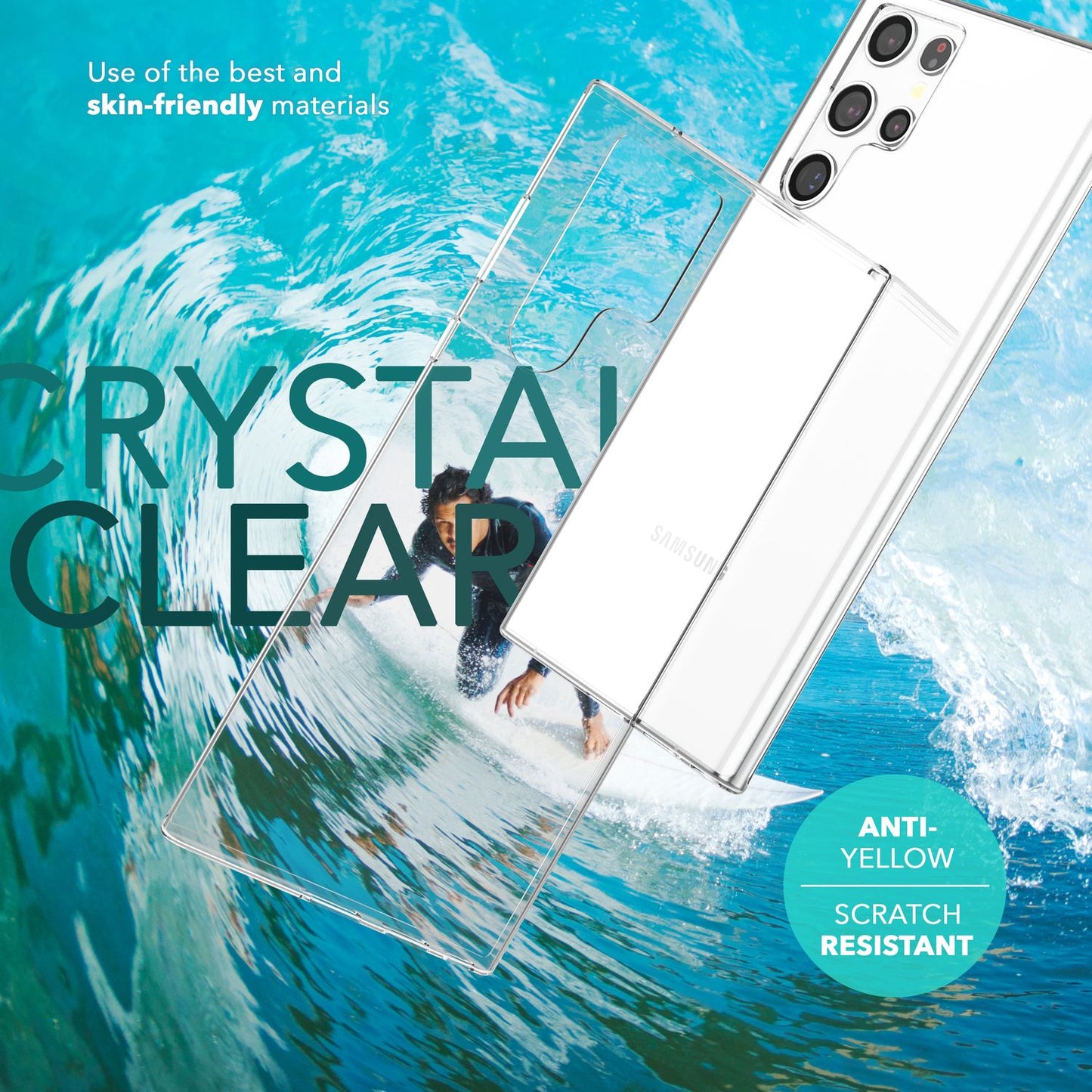 NALIA Sturdy Clear Protective Case for Samsung Galaxy S24 Ultra, Transparent with Hard Back &amp; Silicone Frame