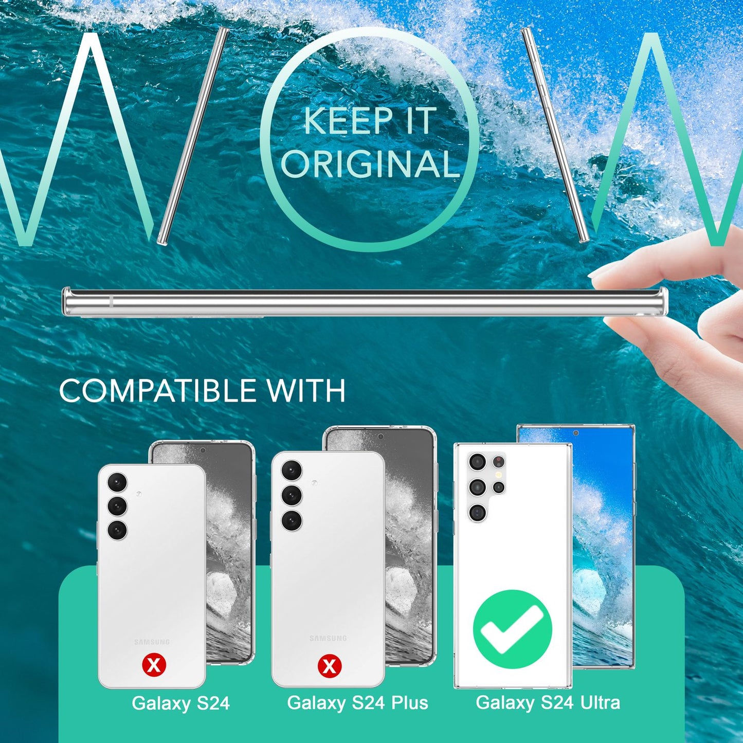 NALIA Sturdy Clear Protective Case for Samsung Galaxy S24 Ultra, Transparent with Hard Back &amp; Silicone Frame